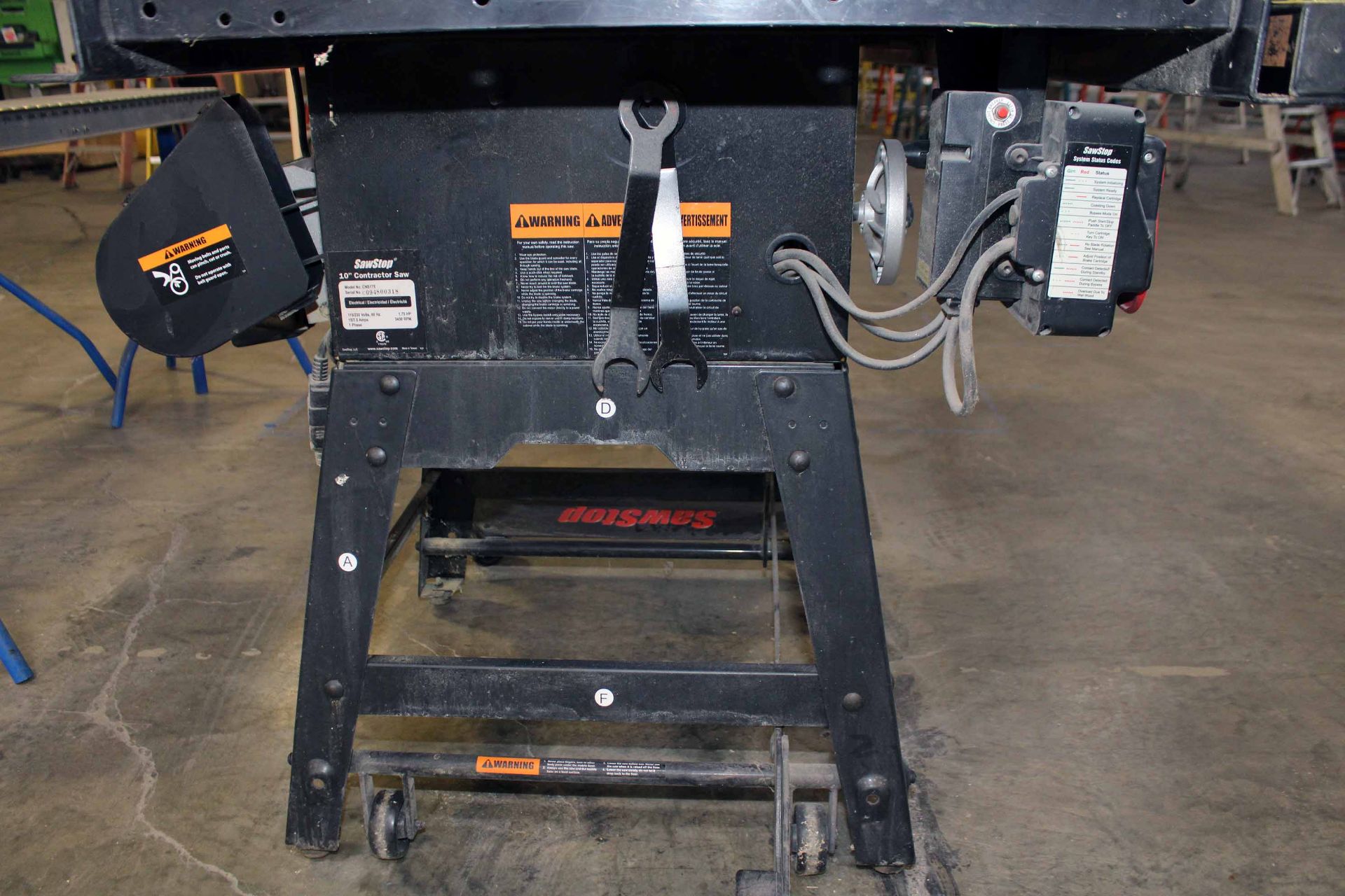 TABLE SAW, SAWSTOP MDL. CNS175, CONTRACTORS SAW, 10", s/n C094800318 - Image 2 of 10