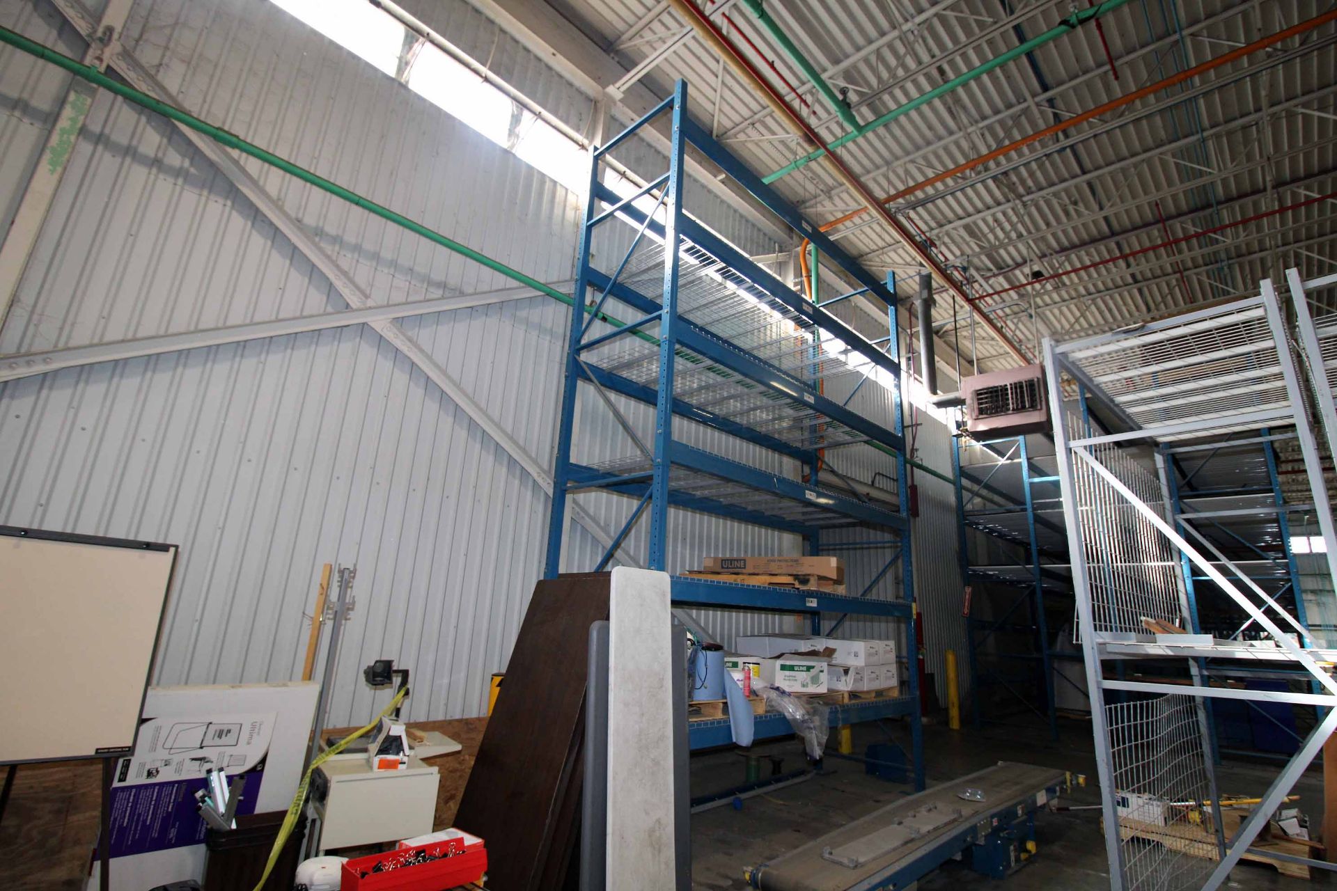 LOT OF PALLET RACK SECTIONS (5): (1) teardrop section, w/ wire decking, 5-tier, 5'5 dp. x 10'4"W. x - Image 4 of 10