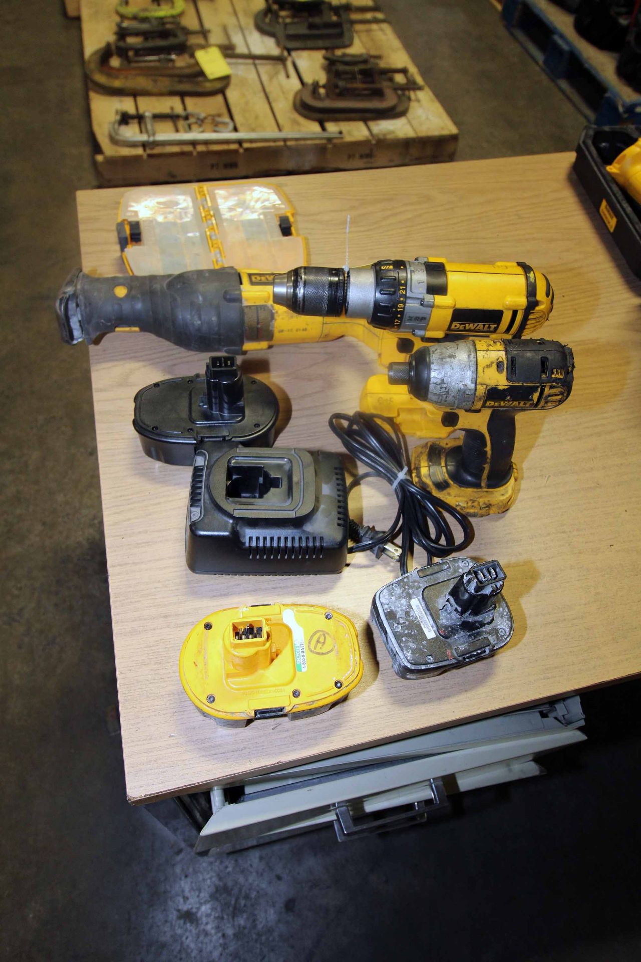 LOT OF DEWALT CORDLESS TOOLING: (1) right angle hammer, (1) impact , (1) reciprocating saw, (1) - Image 2 of 2