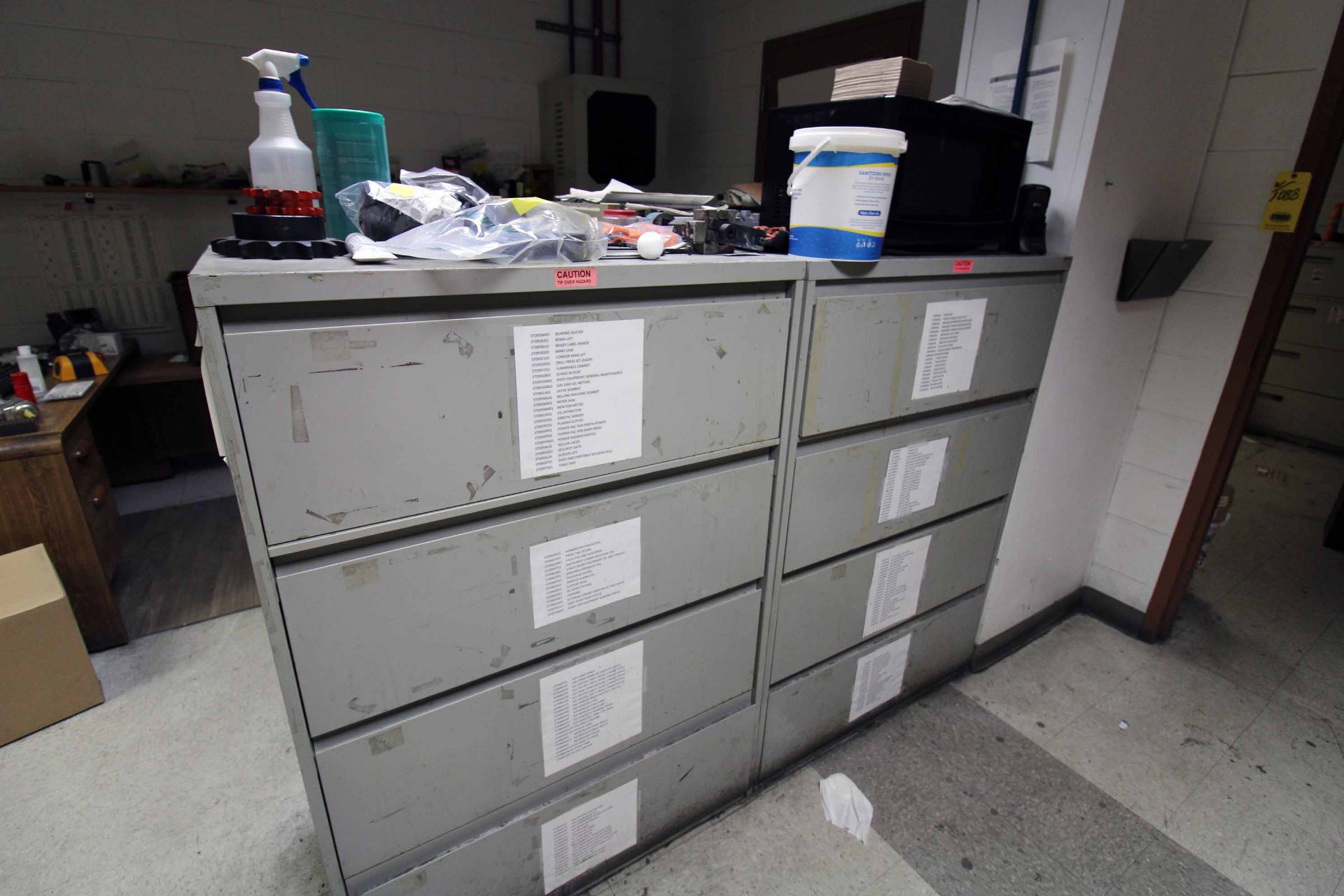 LOT CONTENTS OF MAINTENANCE OFFICE: MRO items, desks, printers, computers, (8) lateral file cabinets - Image 9 of 16
