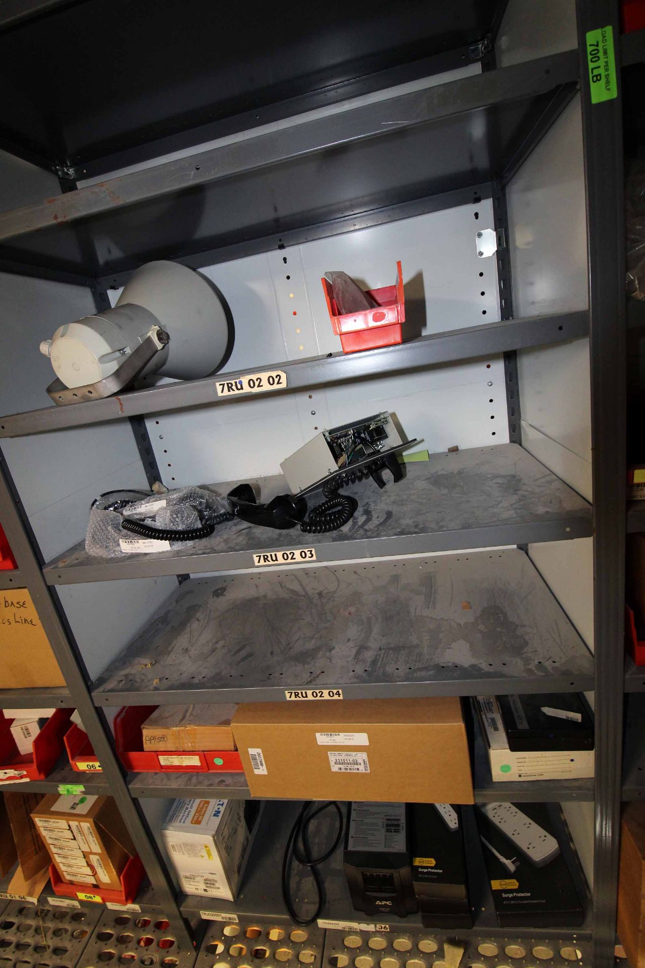 LOT CONSISTING OF: (4) shelving sections w/MRO parts & taper lock bushings on wall (CABINET NOT INC - Image 6 of 8