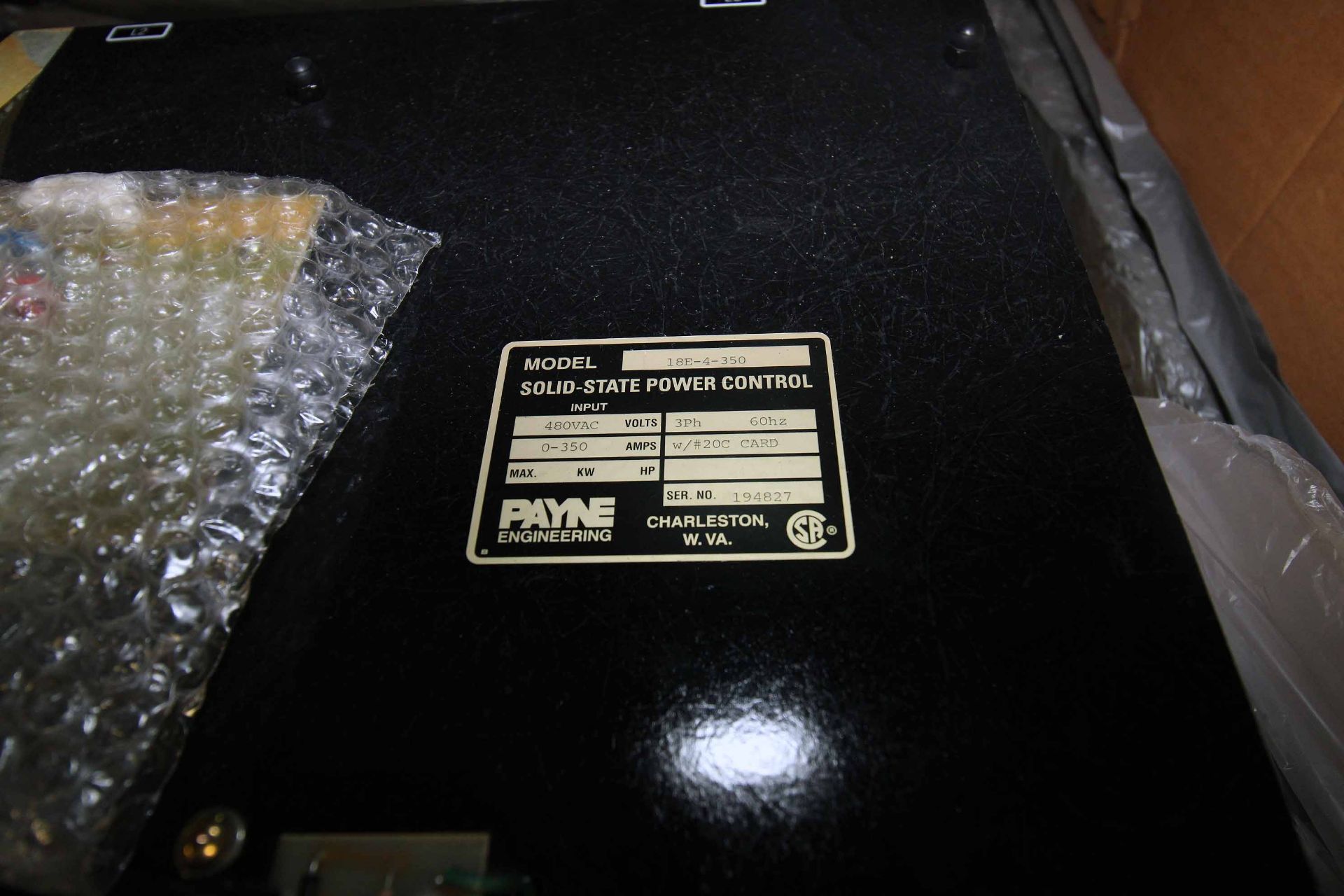 SOLID STATE POWER CONTROL, PAYNE ENGINEERING MDL. 18E-4-350 - Image 4 of 4