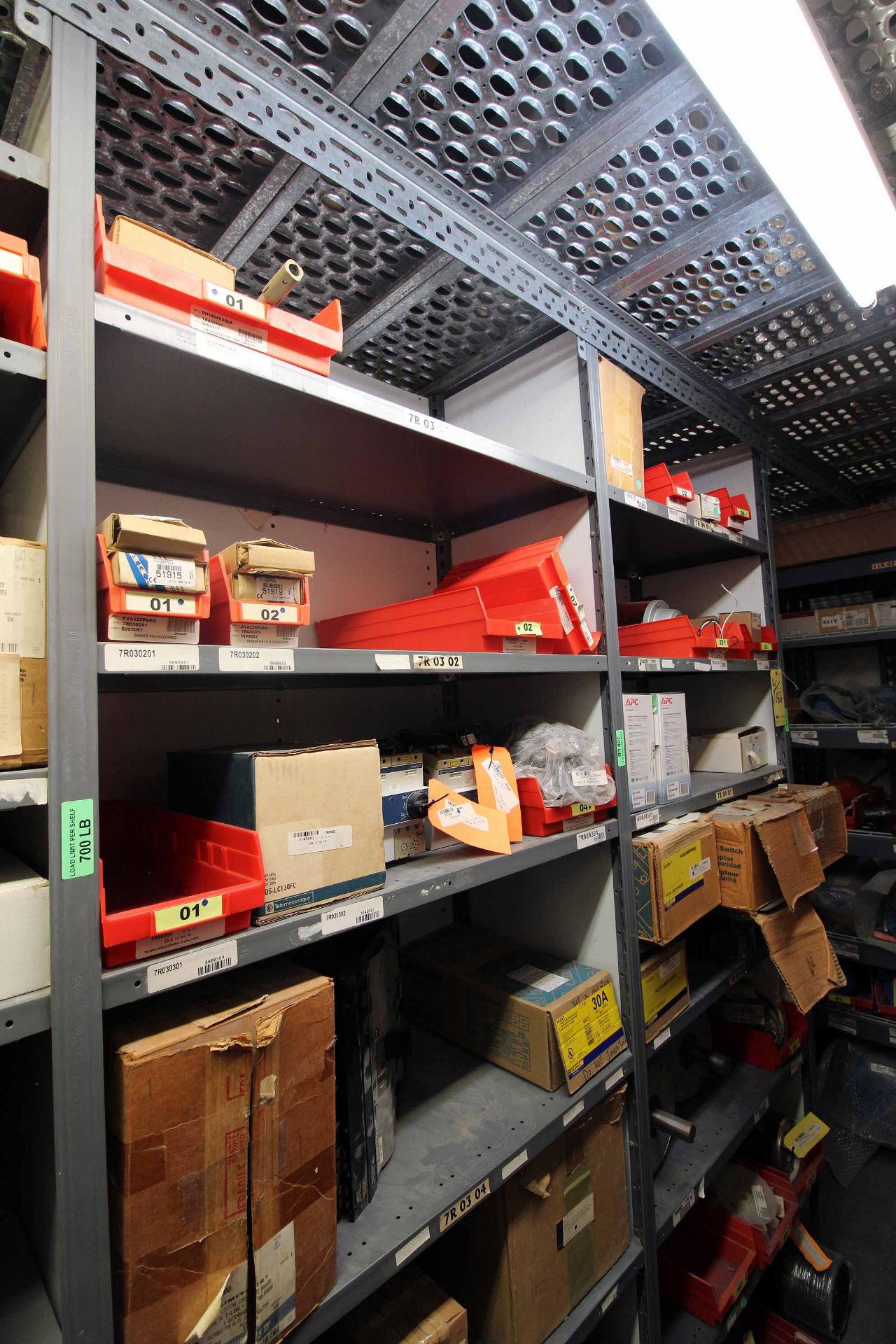 LOT OF SHELVING SECTIONS (4), w/MRO parts (Note: shelving/ racks are not included) (CABINET NOT INC - Image 6 of 9