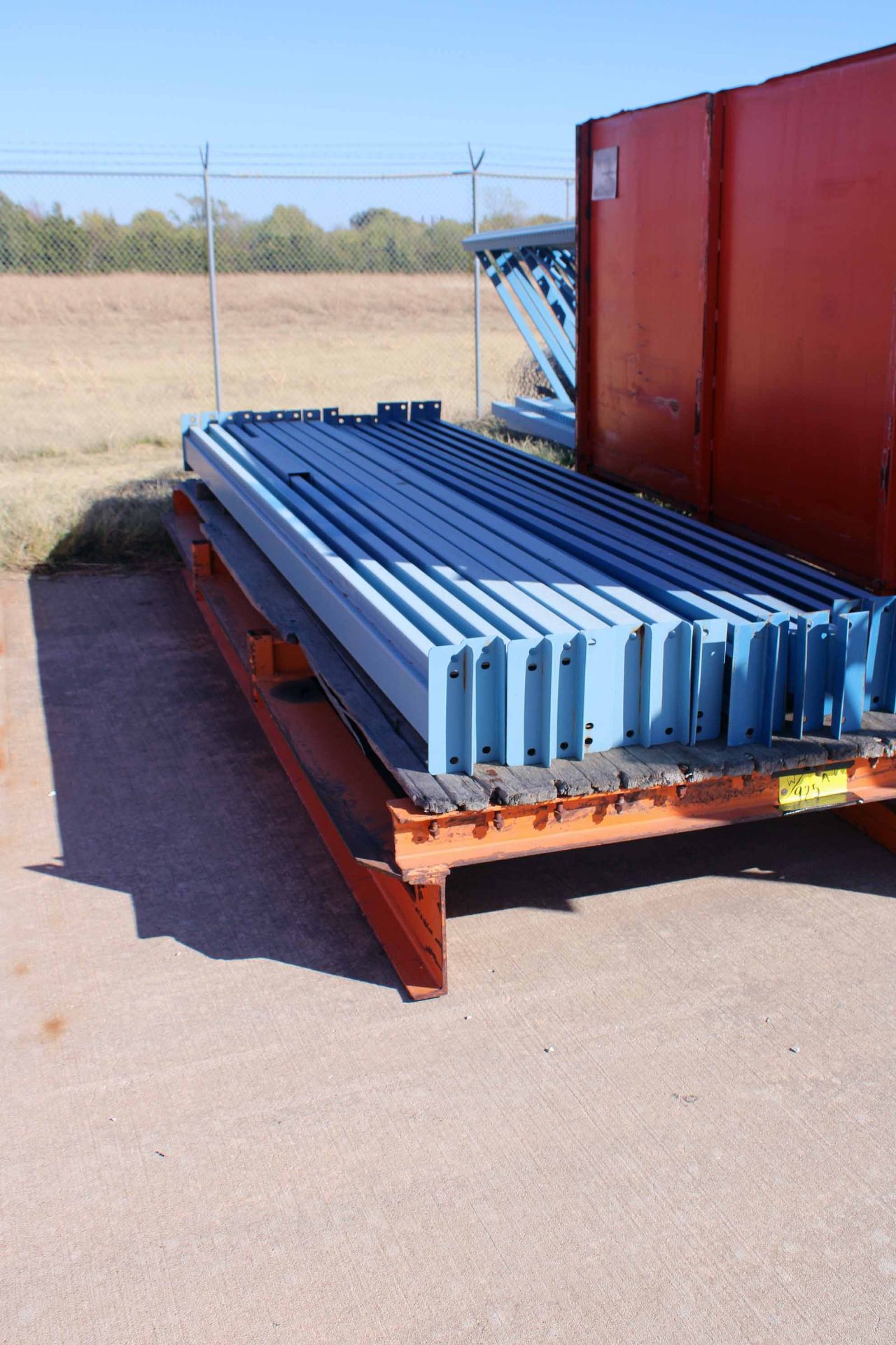 LOT OF MATERIAL TRANSPORT SKIDS (6): steel construction, (4) w/ side rails only, approx. 4.5'W. x - Image 4 of 9