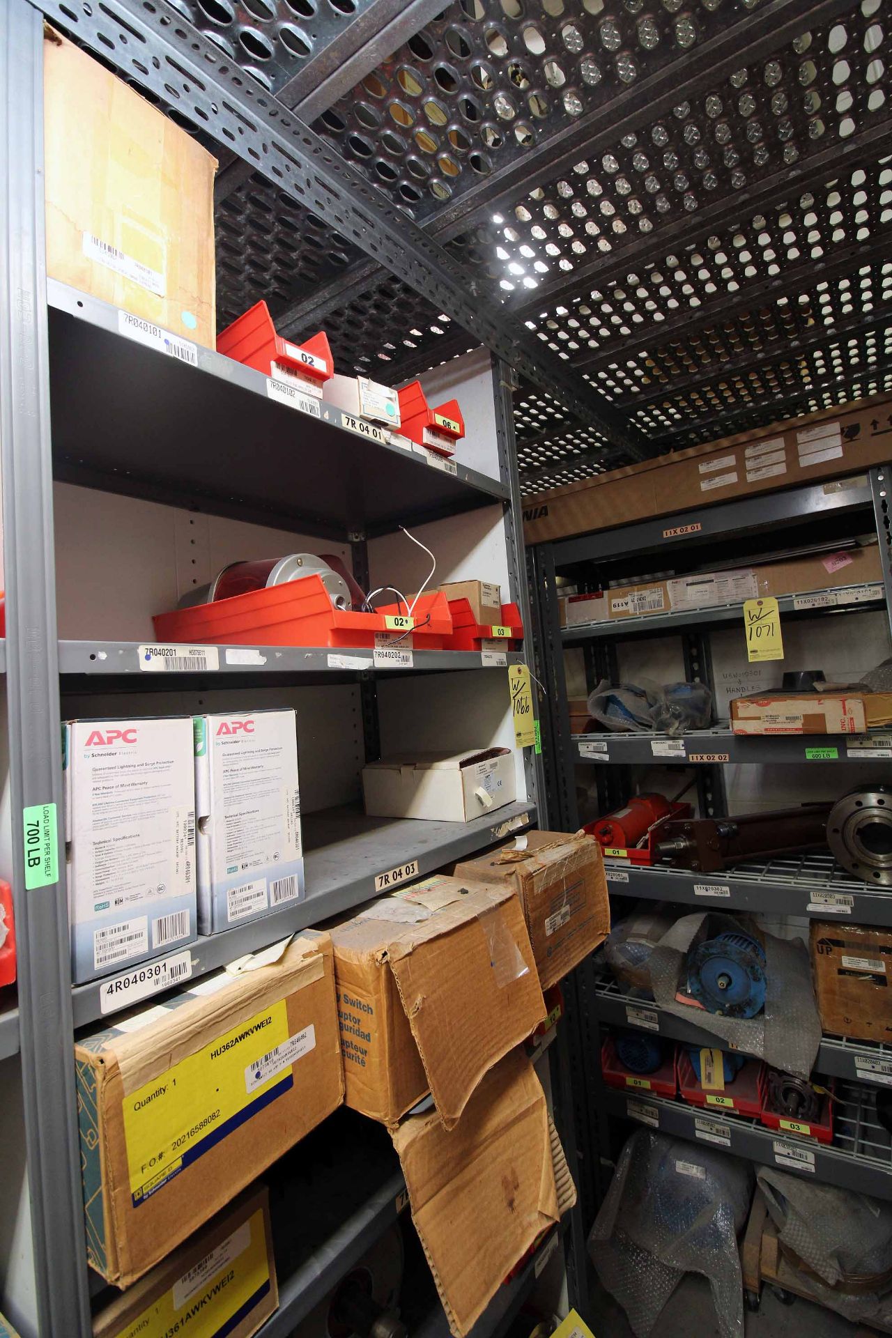 LOT OF SHELVING SECTIONS (4), w/MRO parts (Note: shelving/ racks are not included) (CABINET NOT INC - Image 8 of 9