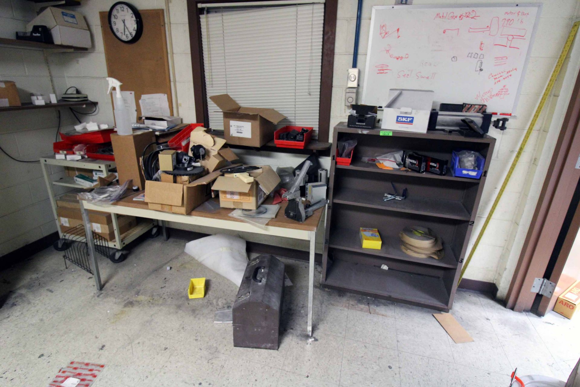 LOT CONTENTS OF MAINTENANCE OFFICE: MRO items, desks, printers, computers, (8) lateral file cabinets - Image 12 of 16