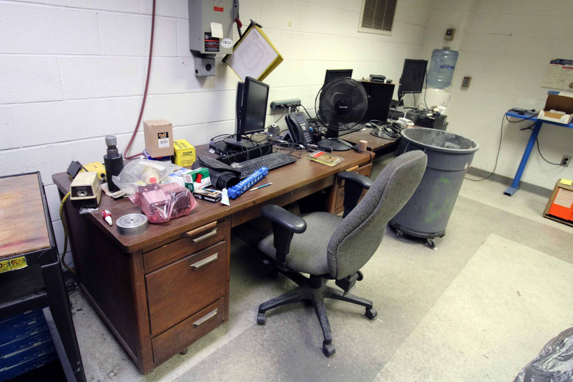 LOT CONTENTS OF MAINTENANCE OFFICE: MRO items, desks, printers, computers, (8) lateral file cabinets - Image 2 of 16