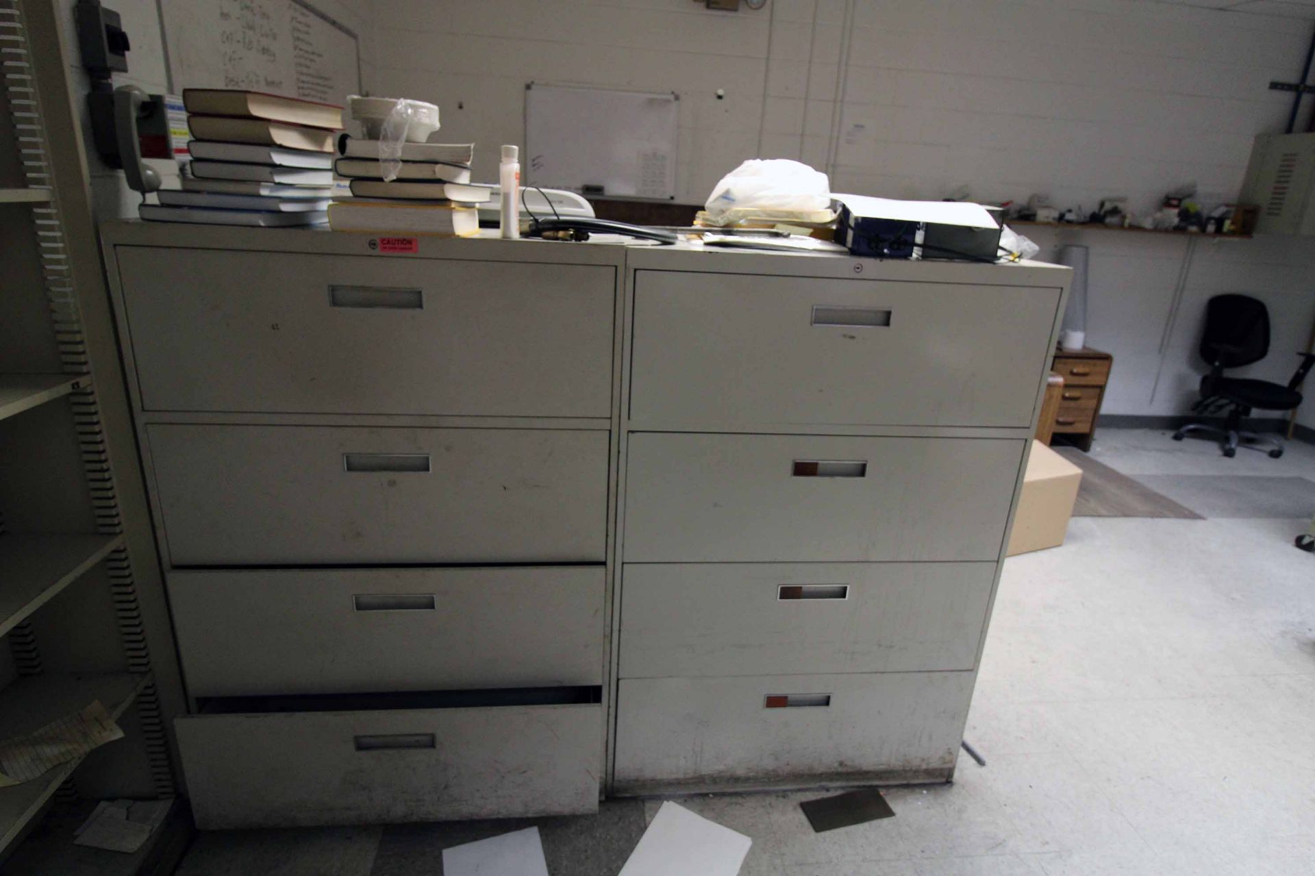 LOT CONTENTS OF MAINTENANCE OFFICE: MRO items, desks, printers, computers, (8) lateral file cabinets - Image 6 of 16