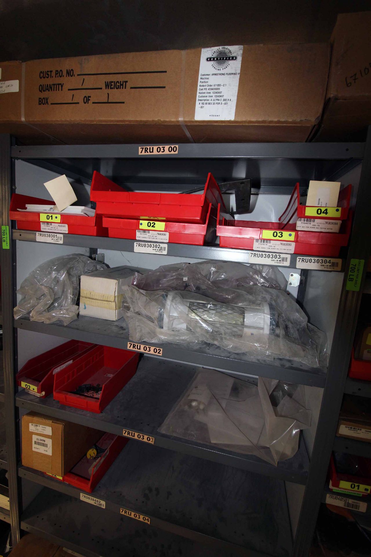 LOT CONSISTING OF: (4) shelving sections w/MRO parts & taper lock bushings on wall (CABINET NOT INC - Image 4 of 8