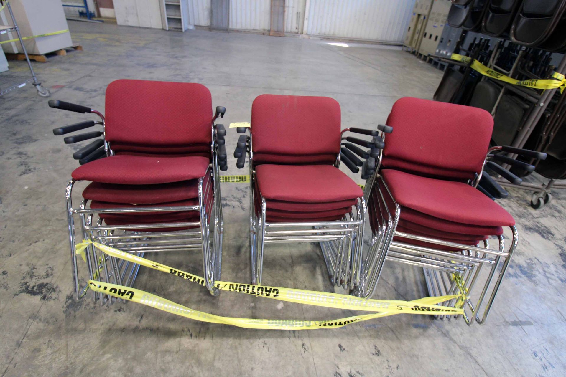 LOT OF RED STACKABLE CHAIRS (approx. 18)