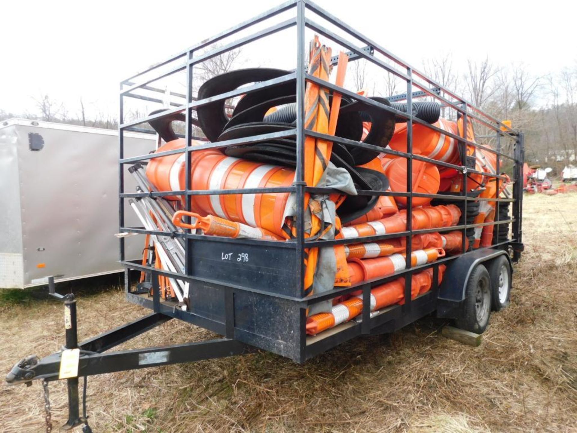 2020 MaxBuilt 16' Utility Trailer, Dual-Axle w/Contents of Traffic Cones and Barricades, VIN 7K4AU16