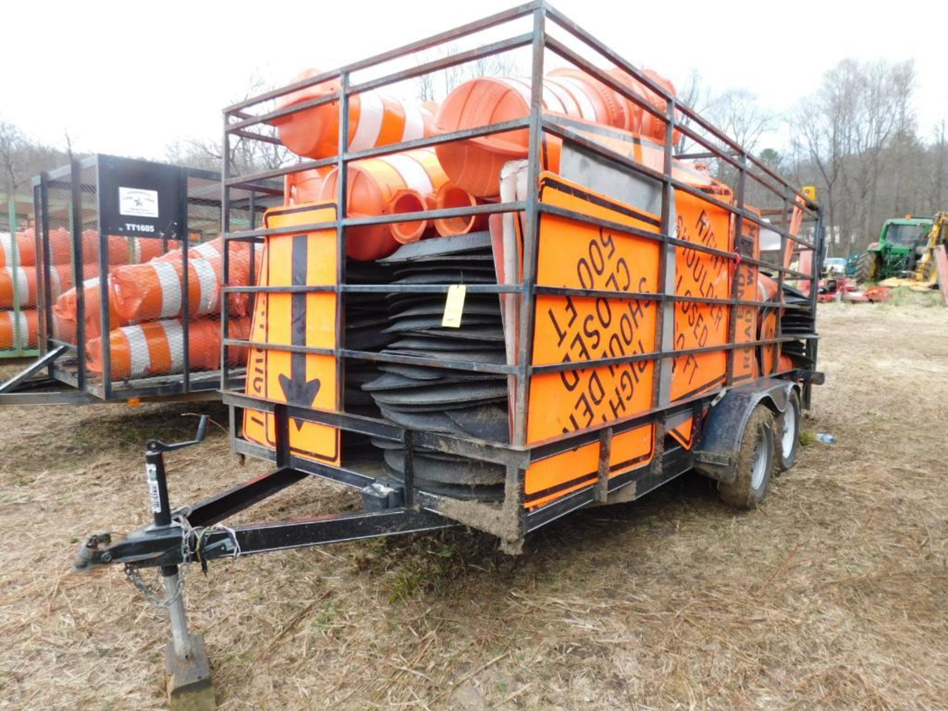 16' Utility Trailer, Dual-Axle w/Contents of Traffic Barricades and Signs, "No VIN"