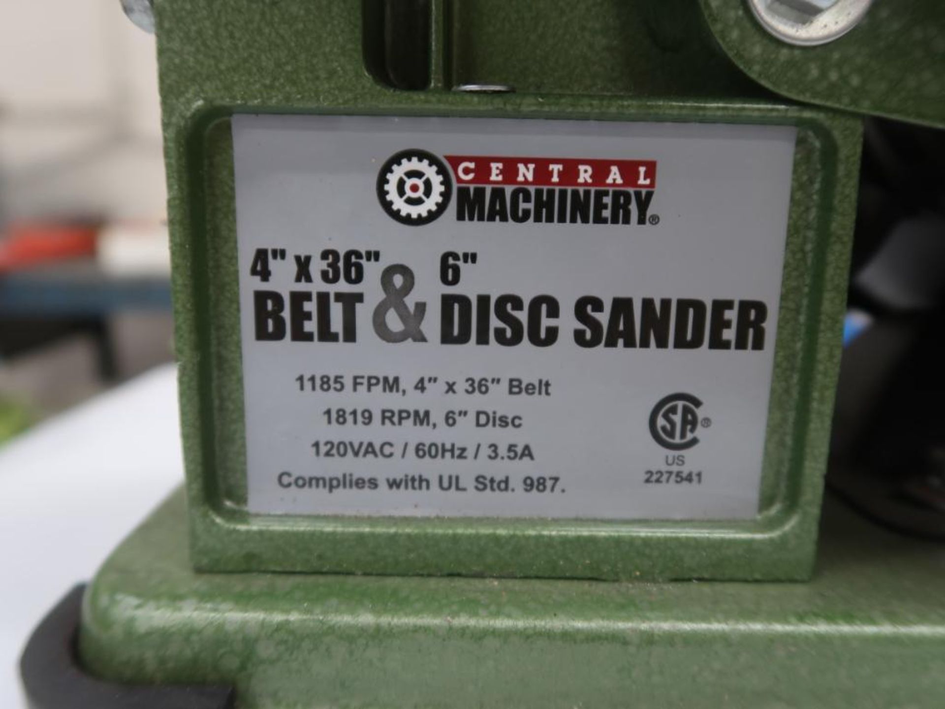 Central Machinery Combo 4" Belt & 6" Disc Sander (LOCATION: 39 PEARCE INDUSTRIAL RD., SHELBYVILLE, - Image 2 of 2