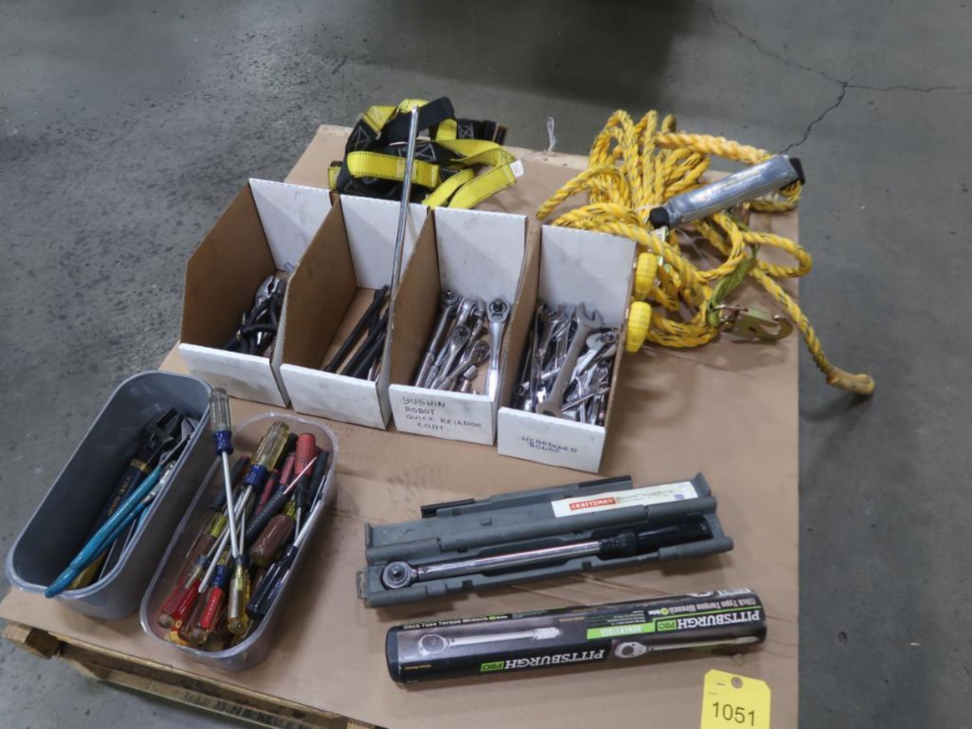 LOT: (2) 1/2" Torque Wrench, Assorted Hand Tools, Safety Gear (LOCATION: 4600 BELOIT DR.,