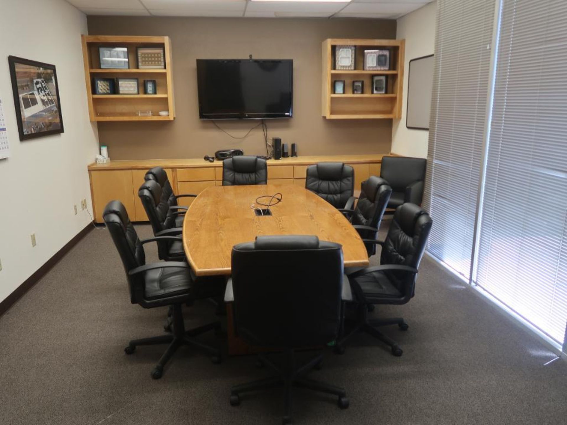 LOT: Contents of Conference Room: Television, Audio/Visual Equipment, Table, (8) Chairs, White Board