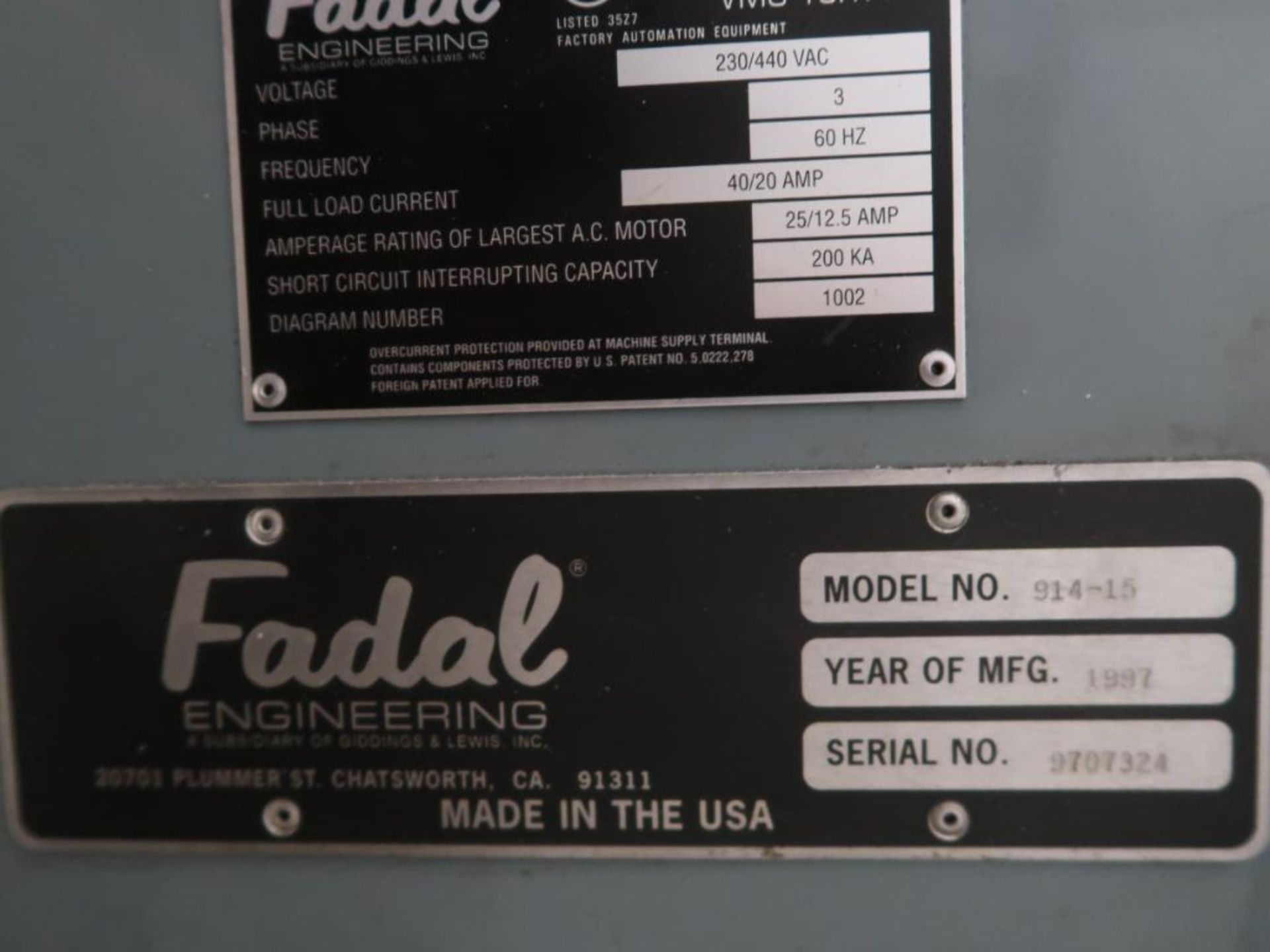 Fadal VMC15XT 3-Axis Vertical Machining Center Model 914-15, S/N 9707324 (1997), Travel: X Axis = - Image 9 of 10