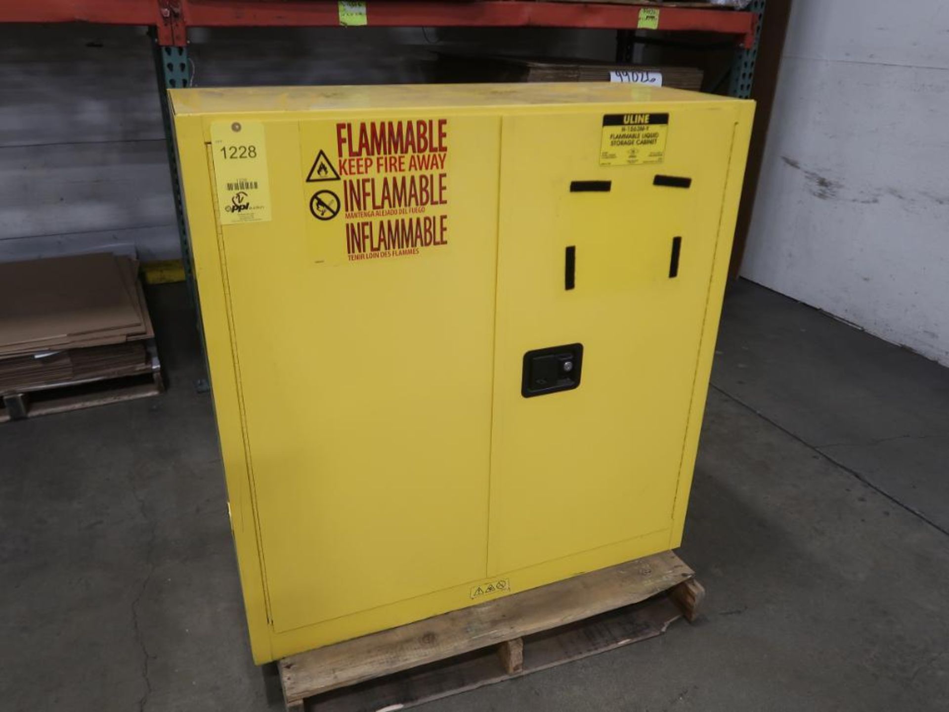 LOT: (1) Flammable Cabinet, 30 Gallon, (1) 2-Door Cabinet on (1) Pallet (LOCATION: 4600 BELOIT
