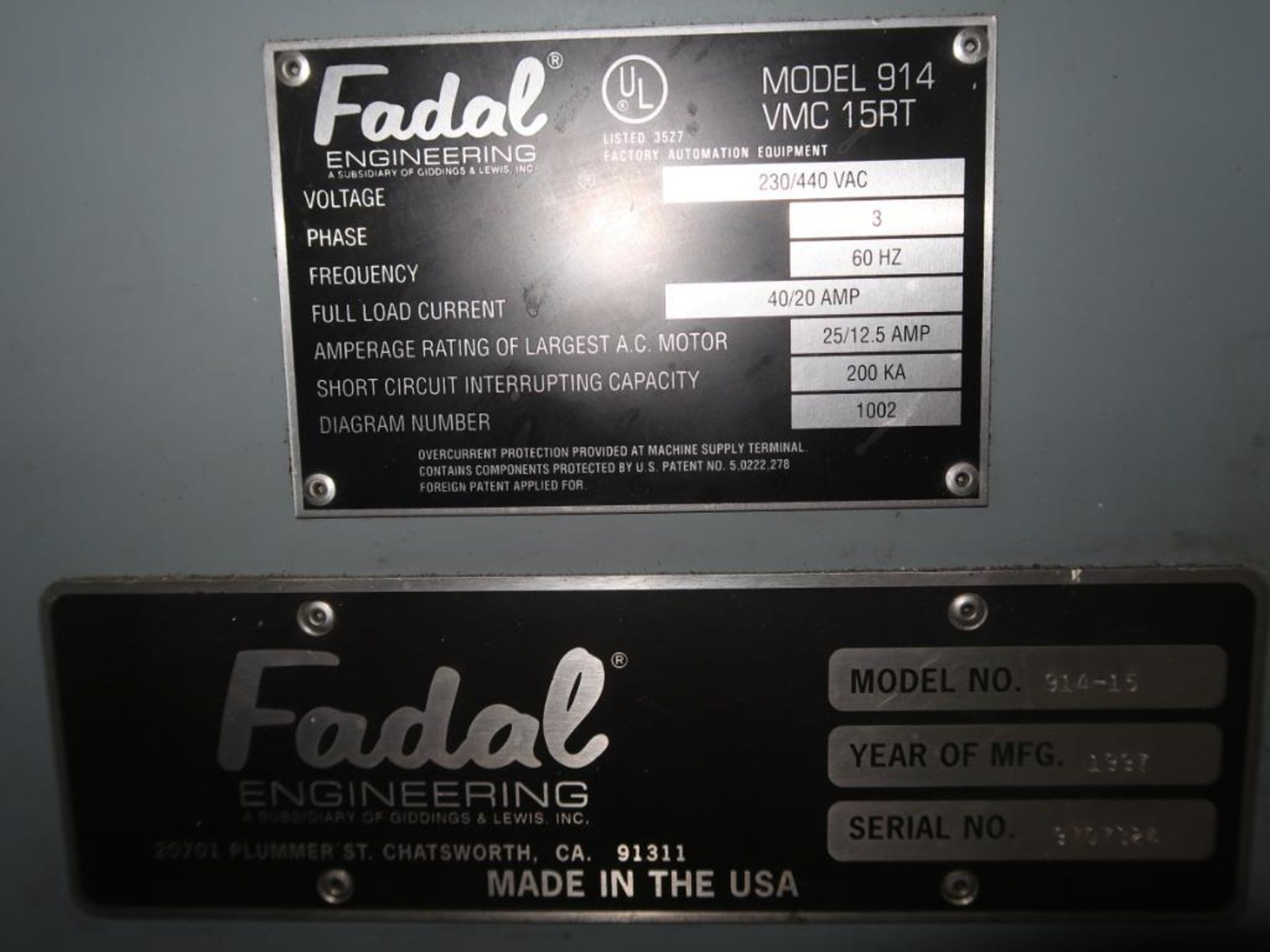 Fadal VMC15XT 3-Axis Vertical Machining Center Model 914-15, S/N 9707324 (1997), Travel: X Axis = - Image 10 of 10
