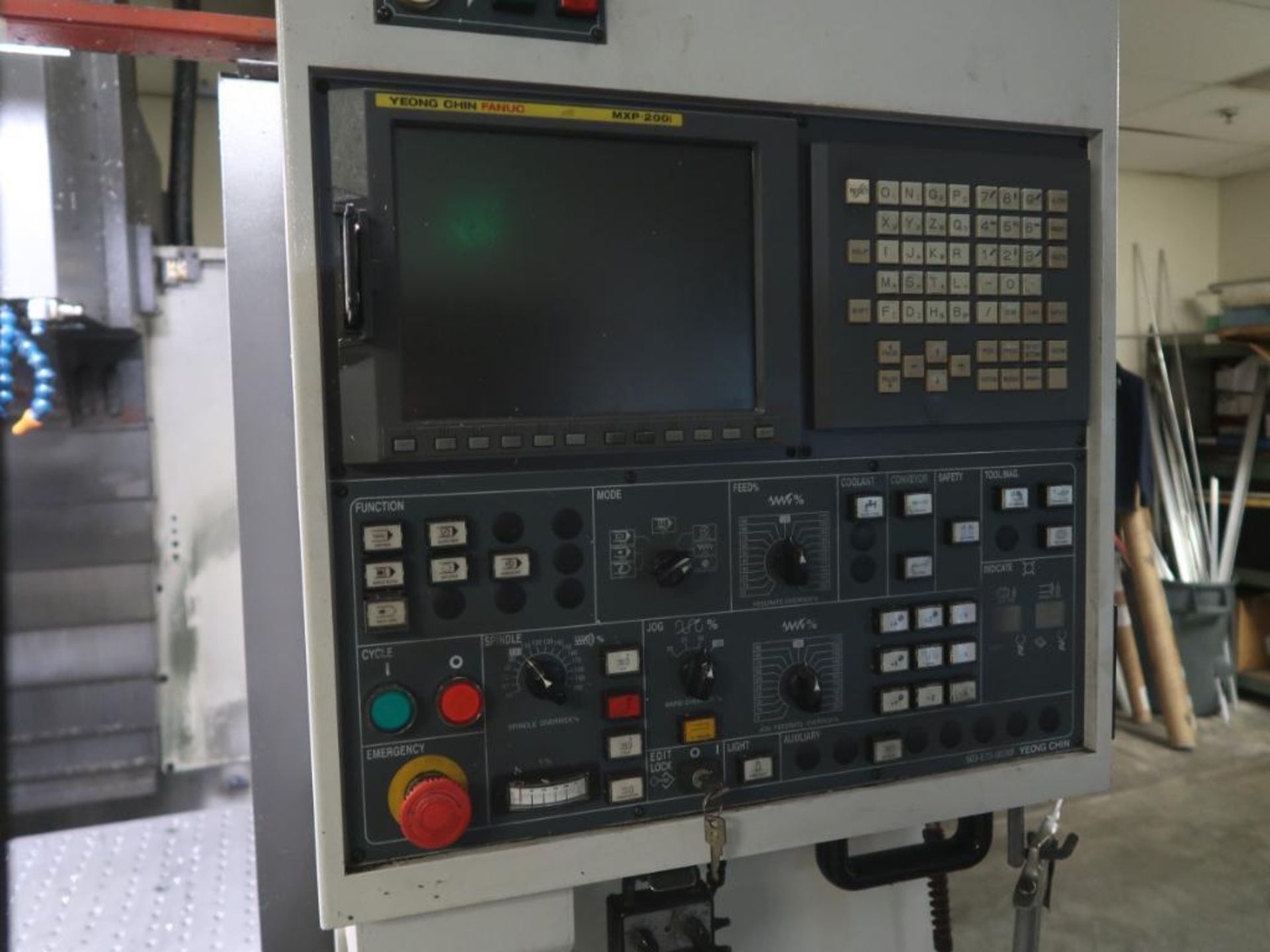 LOT: YCM Vertical Machining Center XV102A, S/N 1000, 2005 Table 21-1/2" x 44", Fanuc MXP-200I, 3- - Image 2 of 11