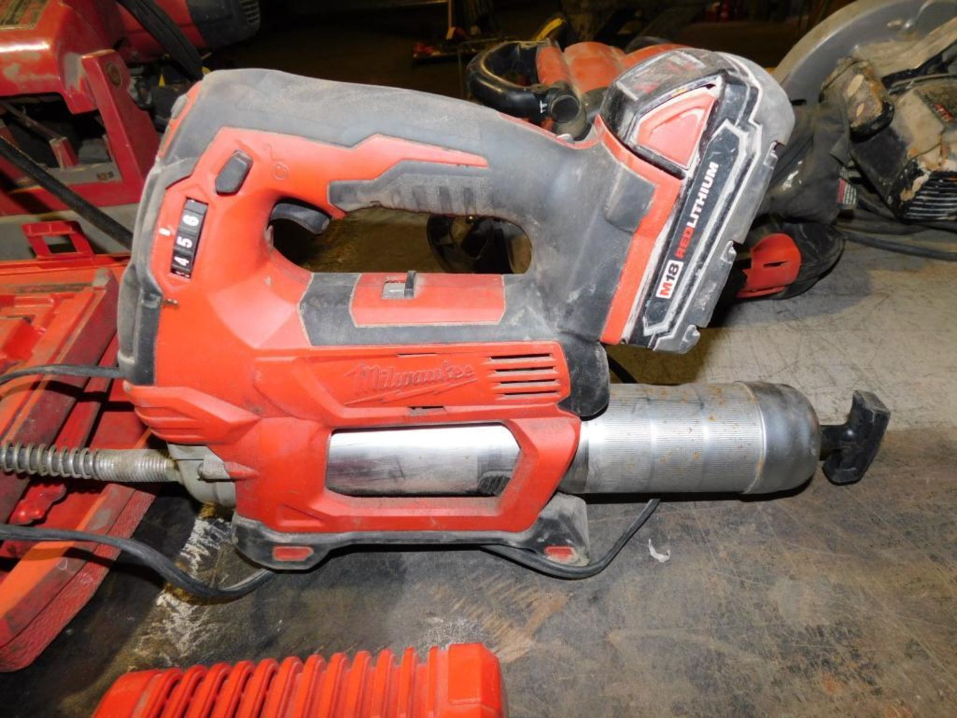 LOT: Milwaukee Cordless Grease Gun, Mixer Drill, Soldering Gun & Threading Kit