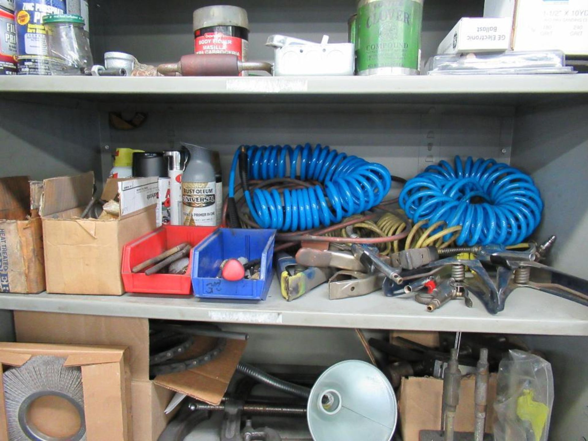 LOT: Cabinet w/Contents of C-Clamps, Spring Clamps, Air Hose, etc. - Image 7 of 8