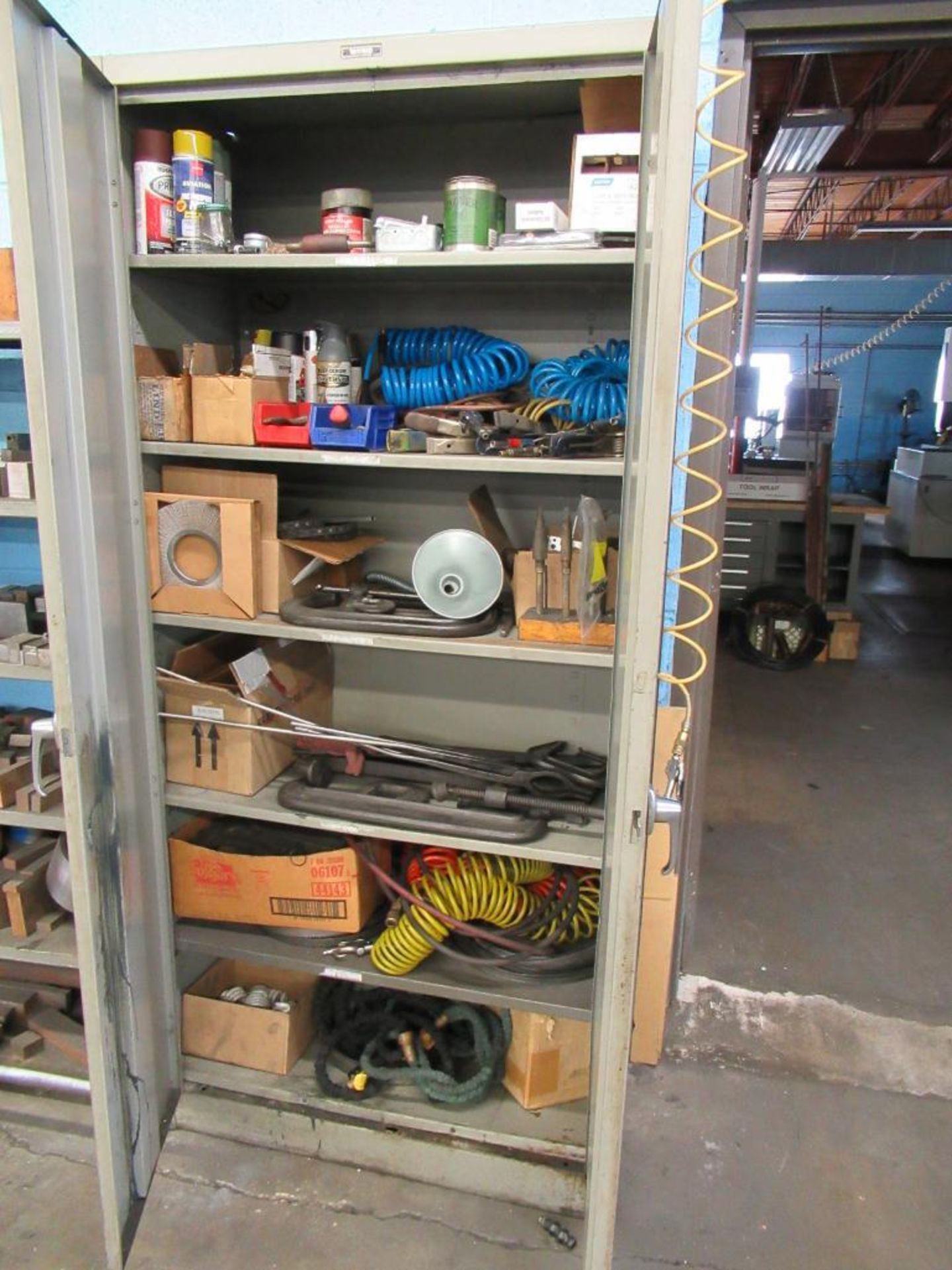LOT: Cabinet w/Contents of C-Clamps, Spring Clamps, Air Hose, etc. - Image 2 of 8