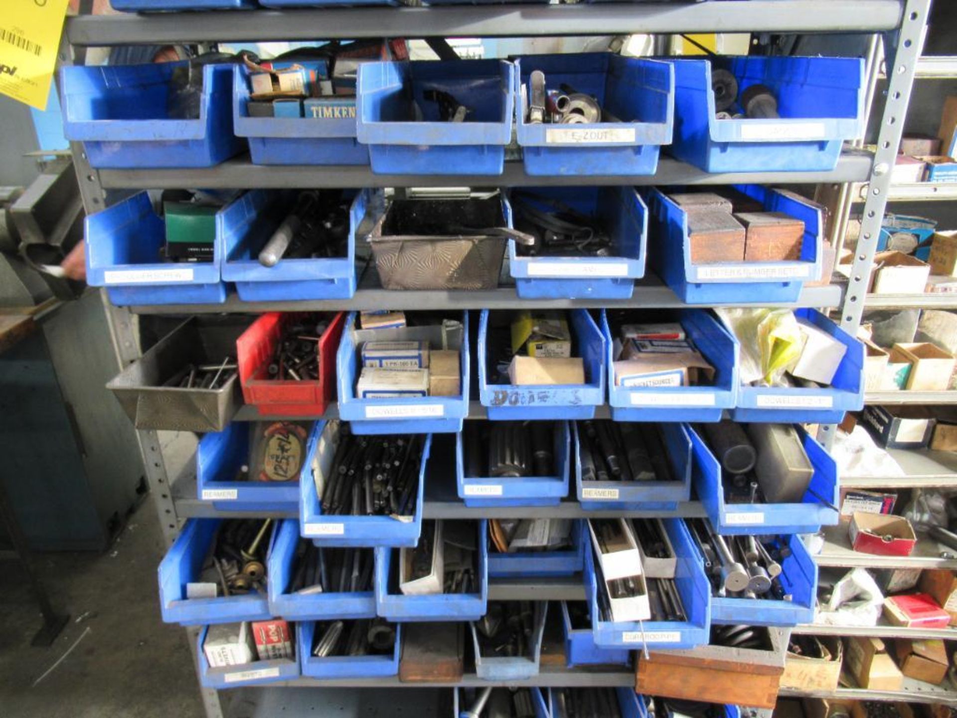 LOT: Shelving Unit w/Contents of Bearings, Machine Parts, Hand Tools, Stamp Kits, etc. - Image 3 of 4