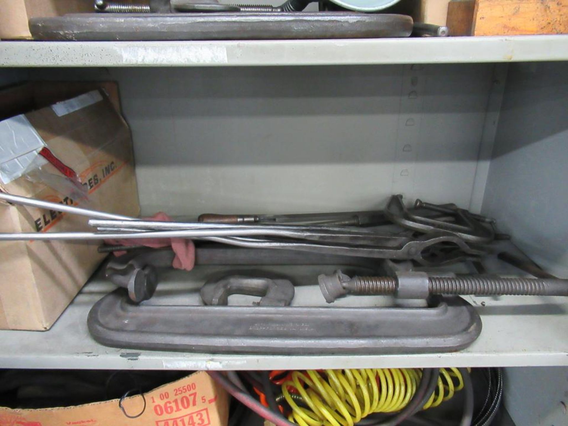 LOT: Cabinet w/Contents of C-Clamps, Spring Clamps, Air Hose, etc. - Image 5 of 8