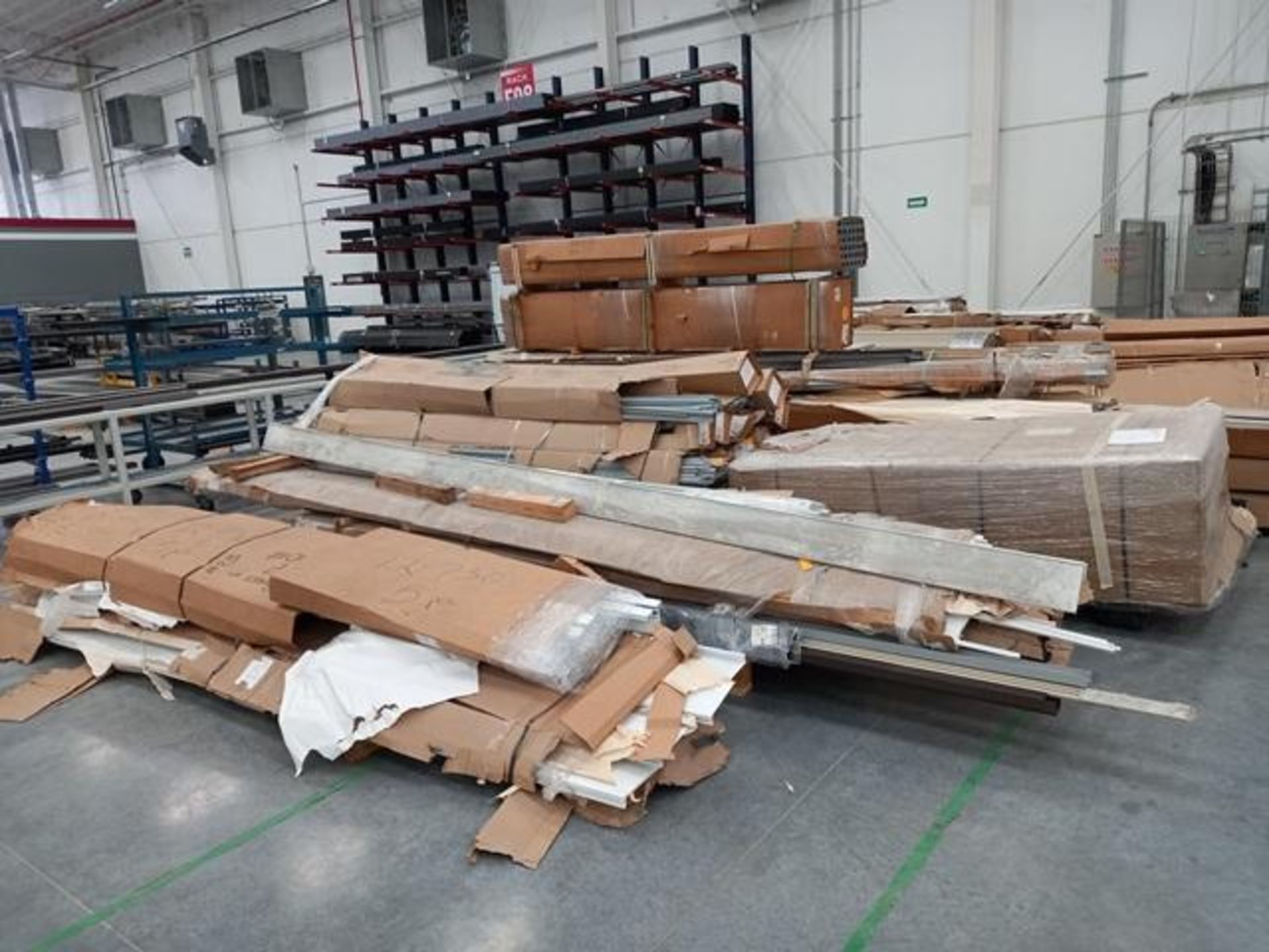 LOT: (30 approx.) Pallets, w/Aluminum Profile, Metal Canelta, Parts for Screens, Foam Boards, - Image 2 of 34