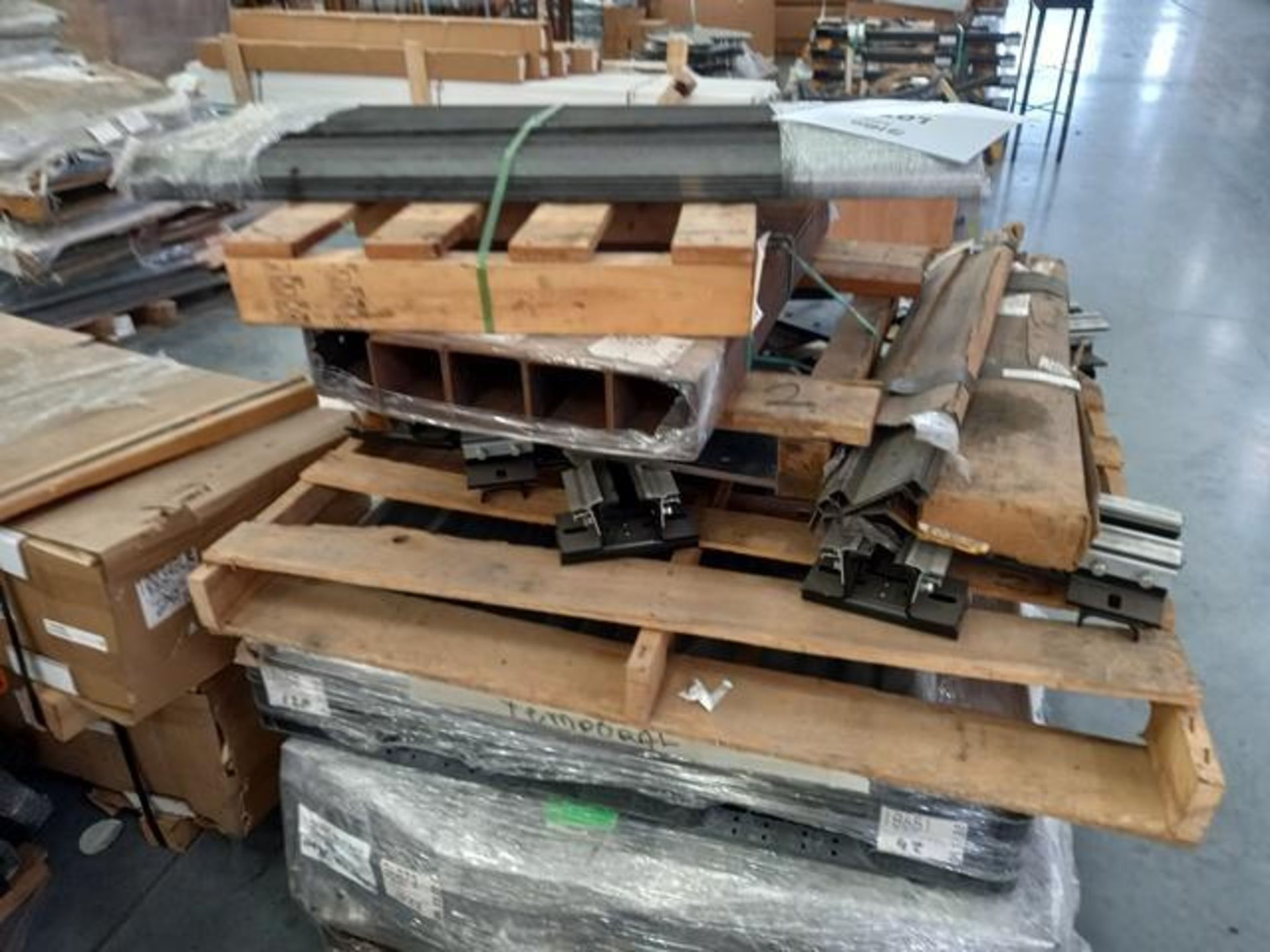 LOT: (100 approx.) Pallets of Assorted Materials Which Include, Metal Parts for Screens, Aluminum - Image 124 of 148
