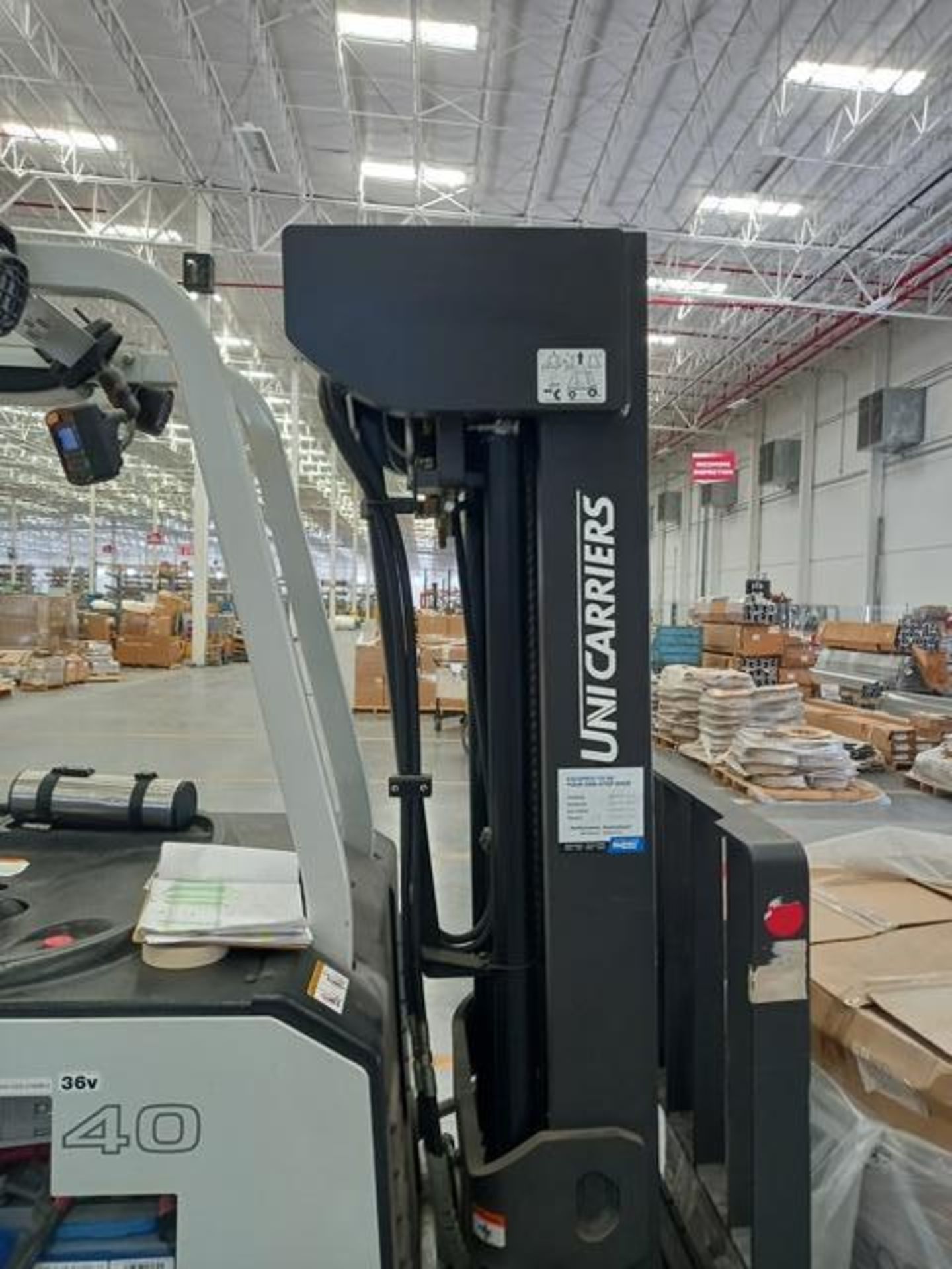 Unicarriers 1S1L20NV Stand Up Electric Forklift, Side Shift, 2950 lbs. Capacity, 258 in. Reach, S/ - Image 10 of 12