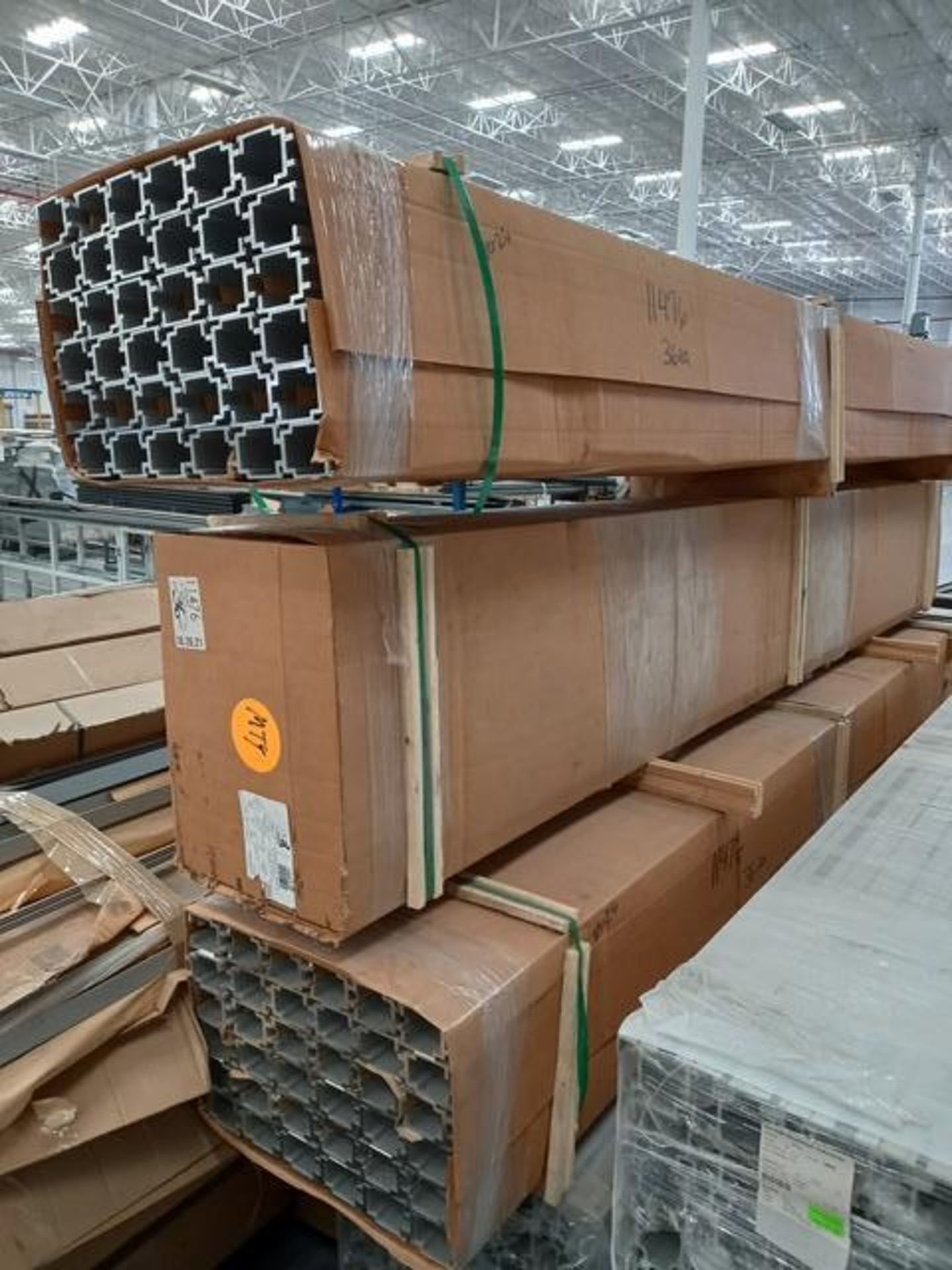 LOT: (30 approx.) Pallets, w/Aluminum Profile, Metal Canelta, Parts for Screens, Foam Boards, - Image 6 of 34