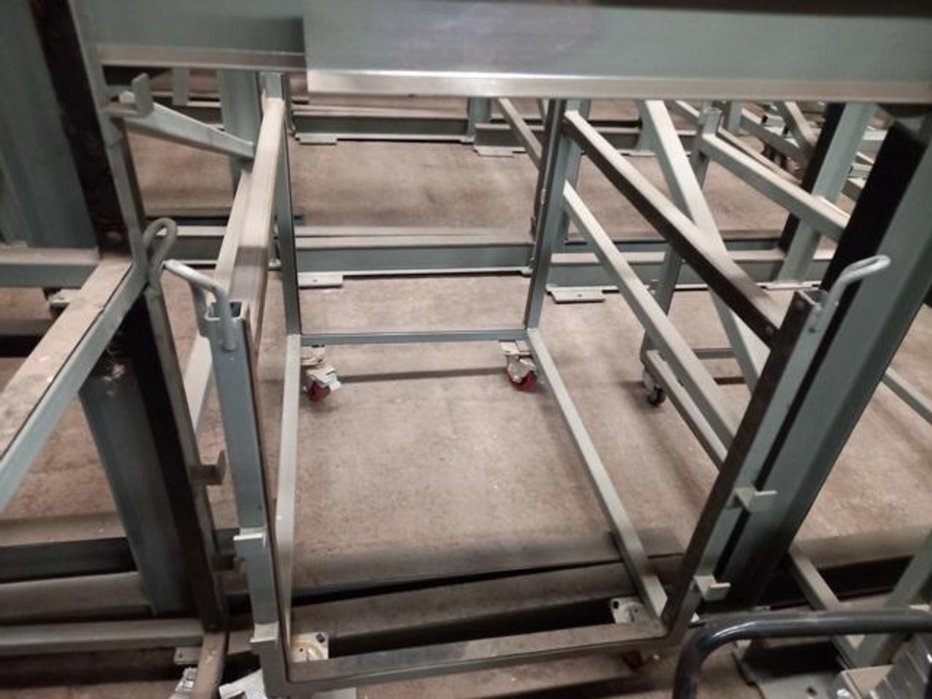 LOT: (12) Blacksmith Worktables with Wheels, Tubular Profile, (7) Metallic Castors with Wheels, 2" X - Image 8 of 20