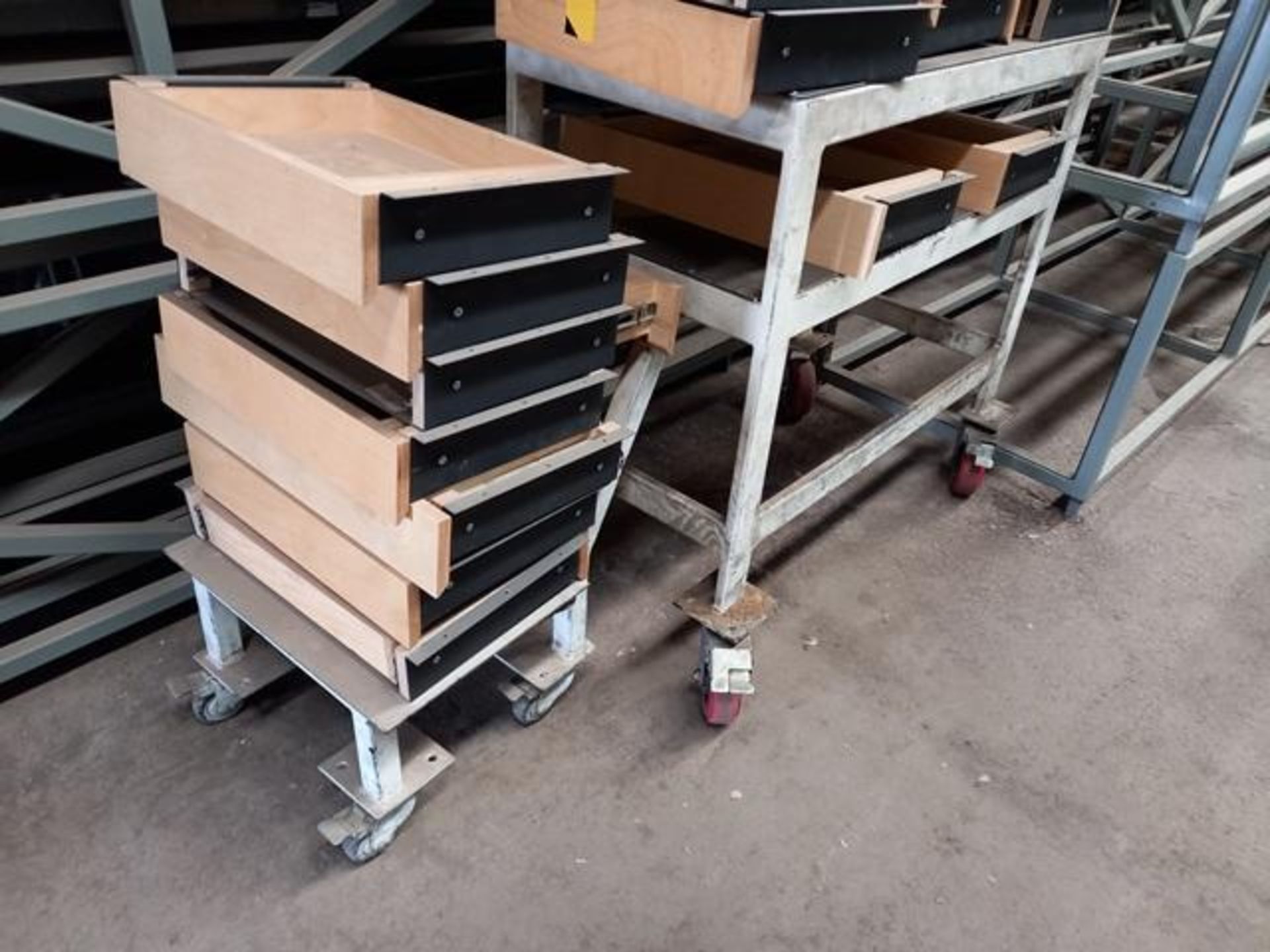 LOT: (12) Blacksmith Worktables with Wheels, Tubular Profile, (7) Metallic Castors with Wheels, 2" X - Image 5 of 20