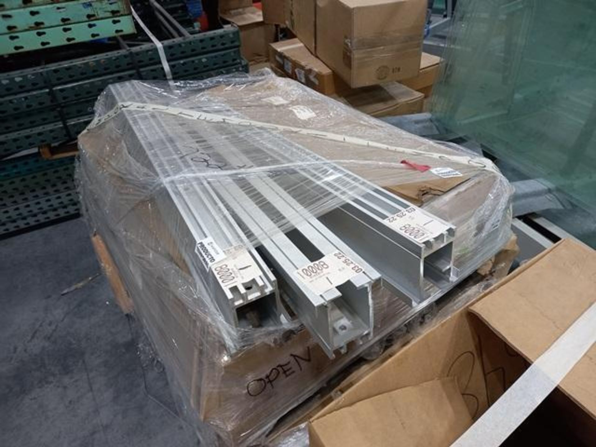 LOT: (100 approx.) Pallets of Assorted Materials Which Include, Metal Parts for Screens, Aluminum - Image 76 of 148