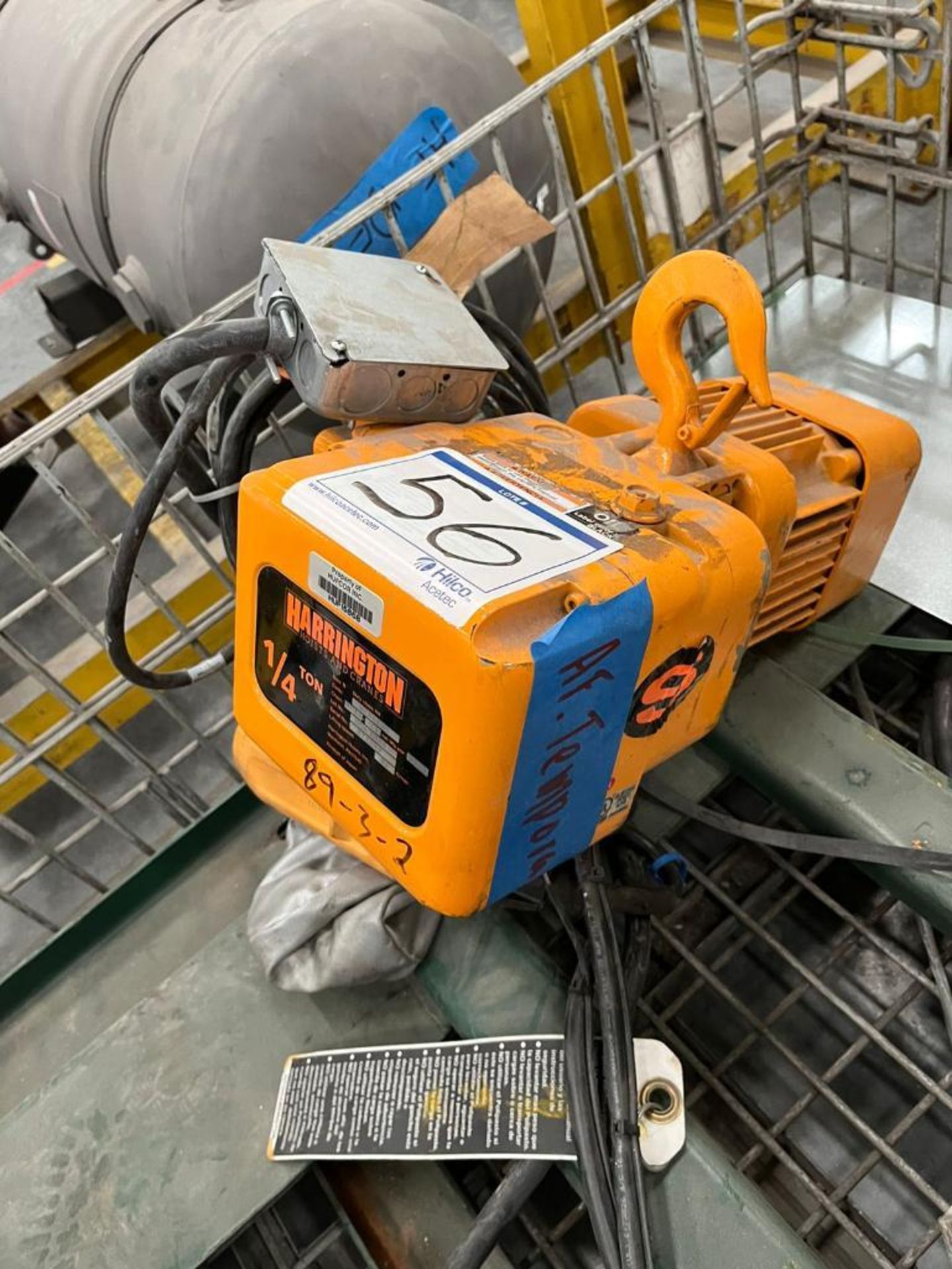 Harrington 1/2 Ton Electric Hoist and 1/4 Ton Electric Hoist (Tag: Huf15867) (Location: Cienega De - Image 4 of 6