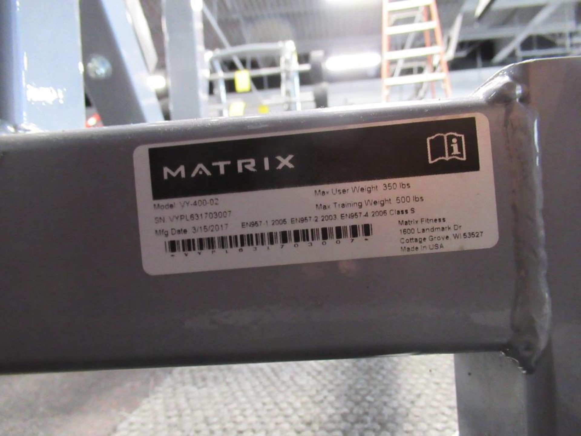 Matrix Model VY-400-02 Plate Loaded Squat Machine Max Weight 350 lbs. - Image 3 of 3