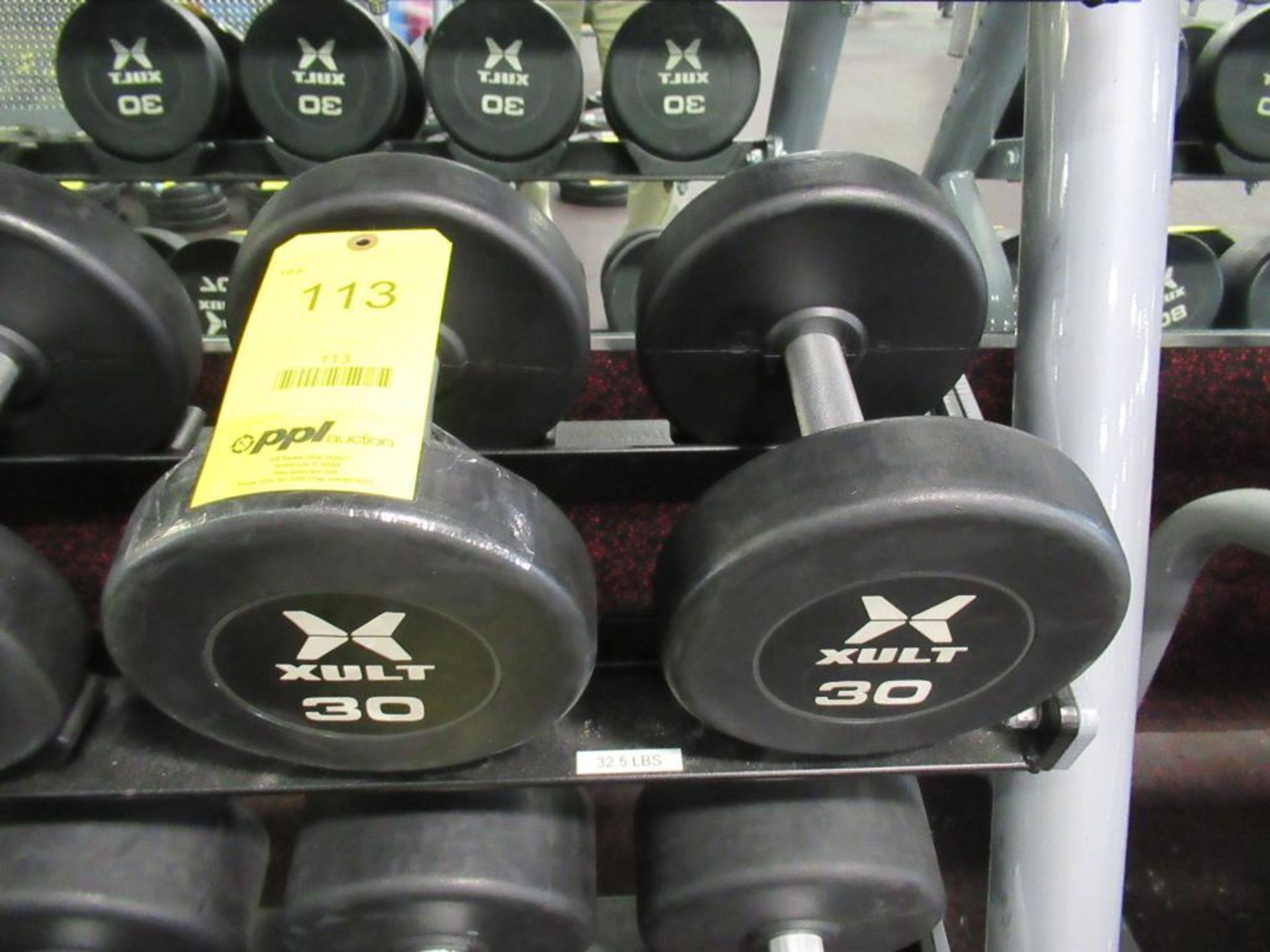 LOT: (2) Xult 30 lbs. Dumbbells