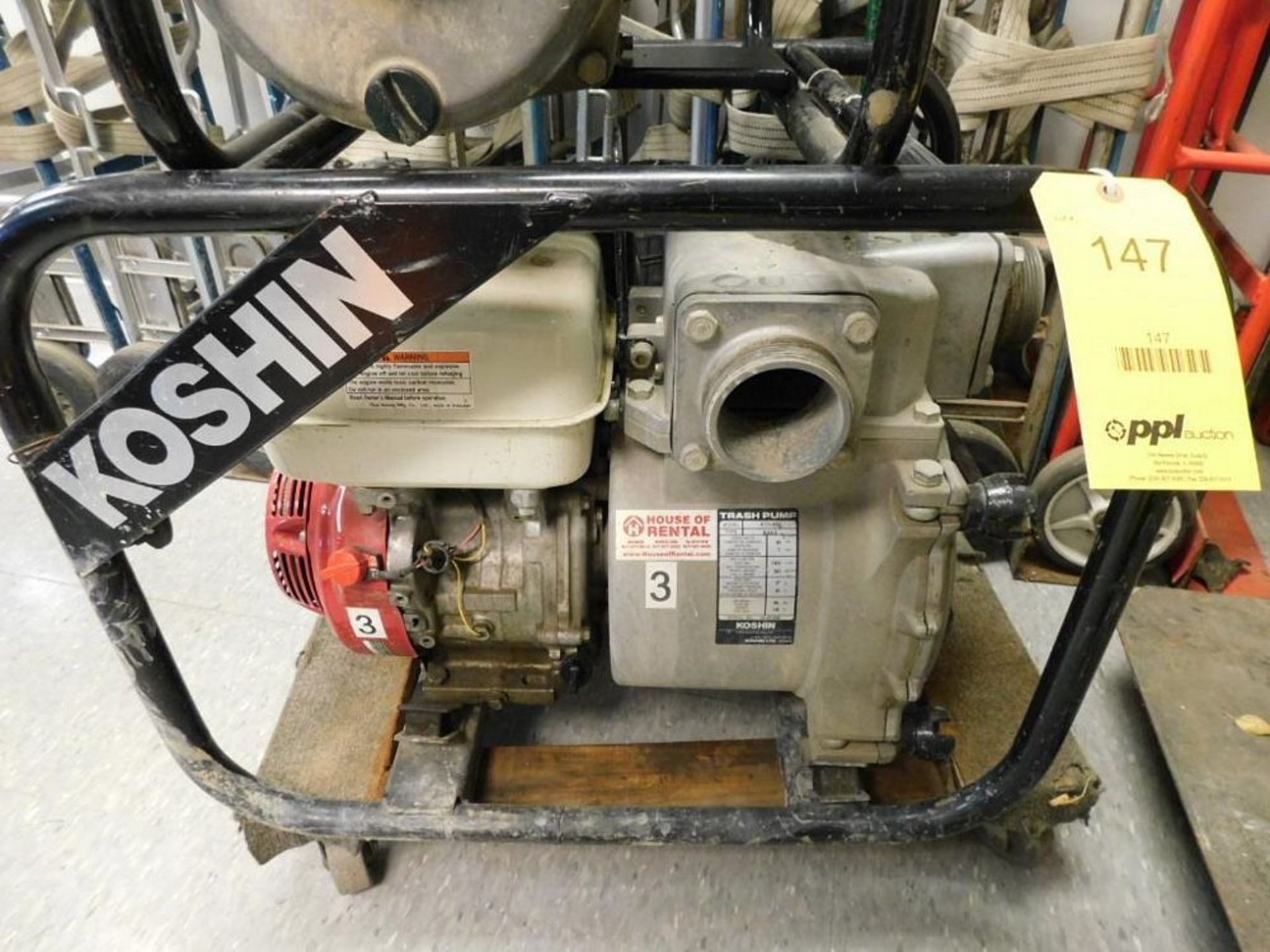 Koshin KTH-80S Gas 3" Trash Pump w/Honda GX270 Motor, 383 gpm (LOCATION: 318 N. Milwaukee Ave.,