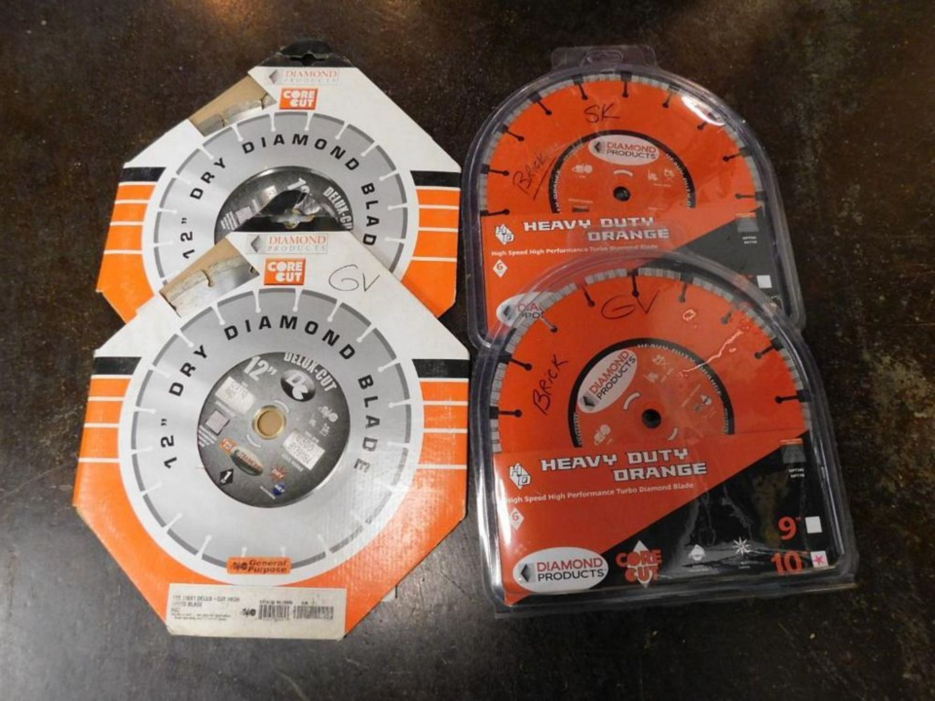 LOT: (2) New Core Cut 12" Dry Diamond Blades, (2) Core Cut 10" Dry Diamond Blades, (5) Used