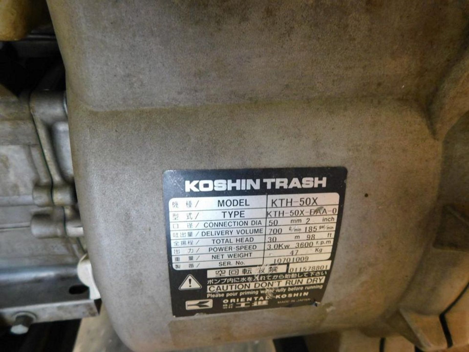 Koshin KTH-50X Gas 2" Semi-Trash Pump w/Honda GX120 Motor, 185 gpm (LOCATION: 318 N. Milwaukee Ave., - Image 4 of 4