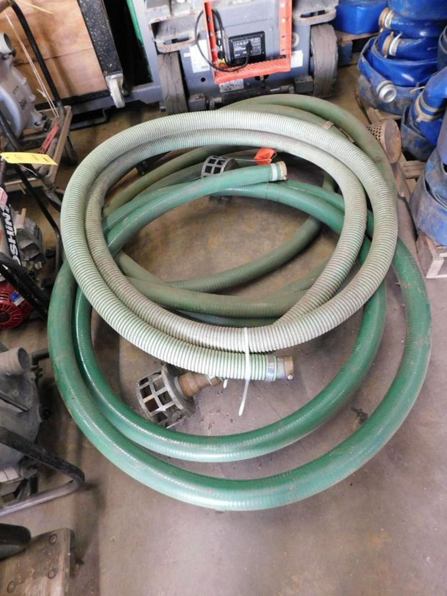 LOT: (3) Assorted 2" Trash Pump Intake Hoses with Strainers (LOCATION: 318 N. Milwaukee Ave.,