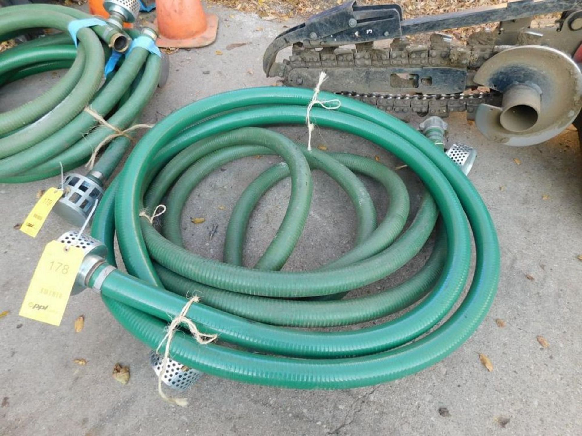 LOT: (3) Assorted 2" Trash Pump Intake Hoses with Strainers (LOCATION: 318 N. Milwaukee Ave.,