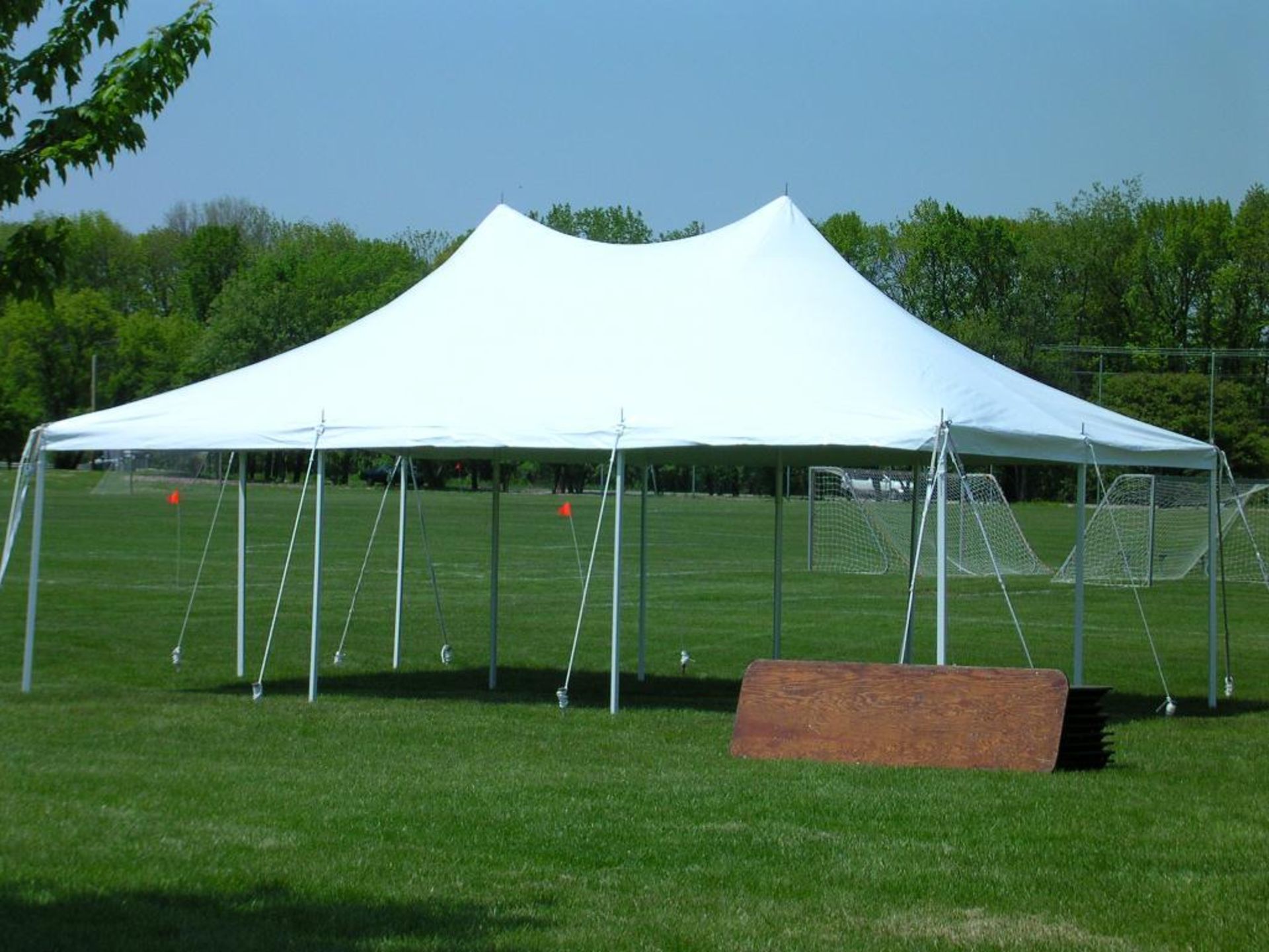 20' x 30' Eureka Elite High Peak White Block Out Pole Tent, (2) Center Poles, Grade B (Image For