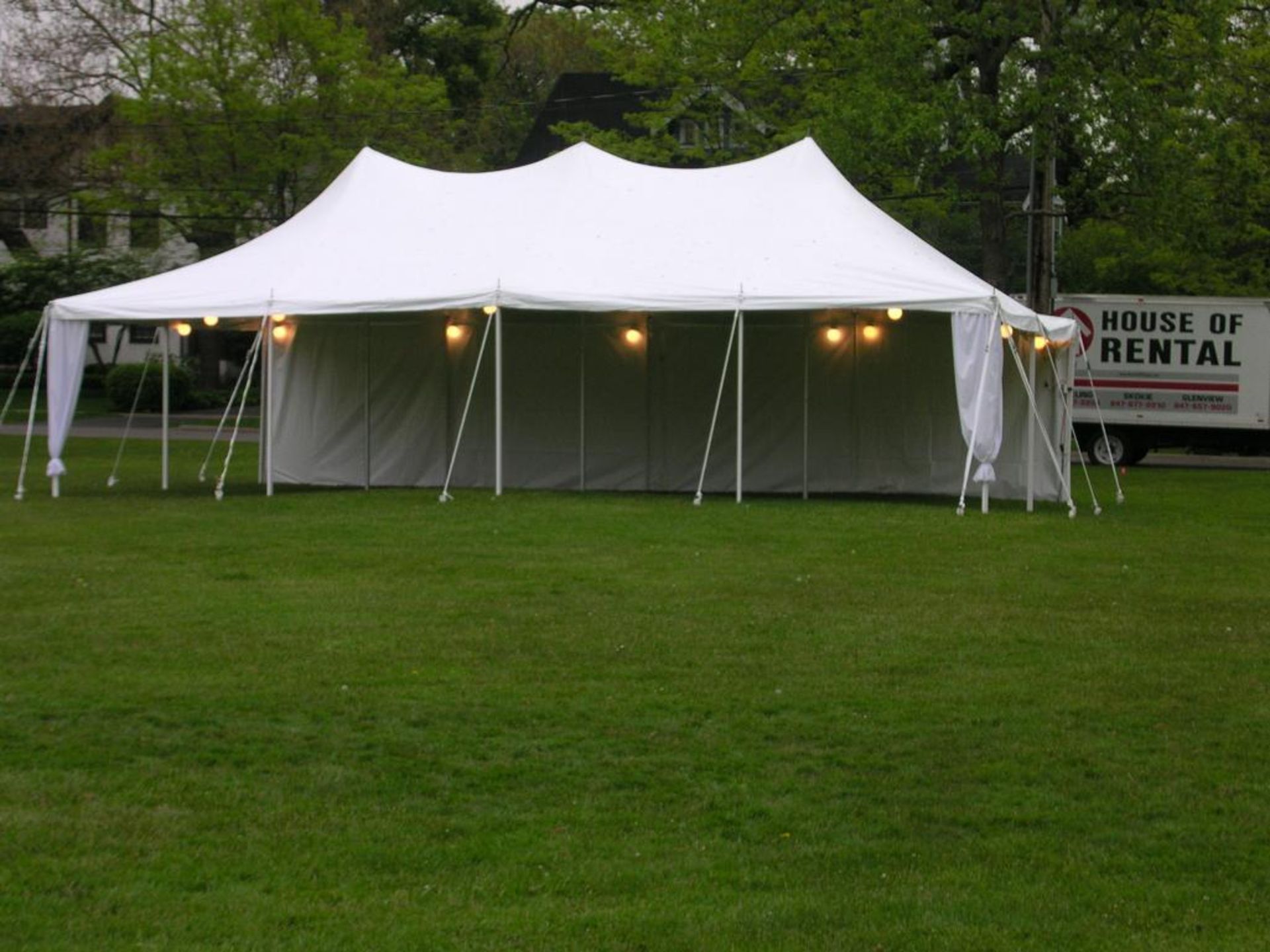 20' x 40' Eureka Elite High Peak White Block Out Pole Tent, w/(12) 8' White Wood Side Poles, (3)