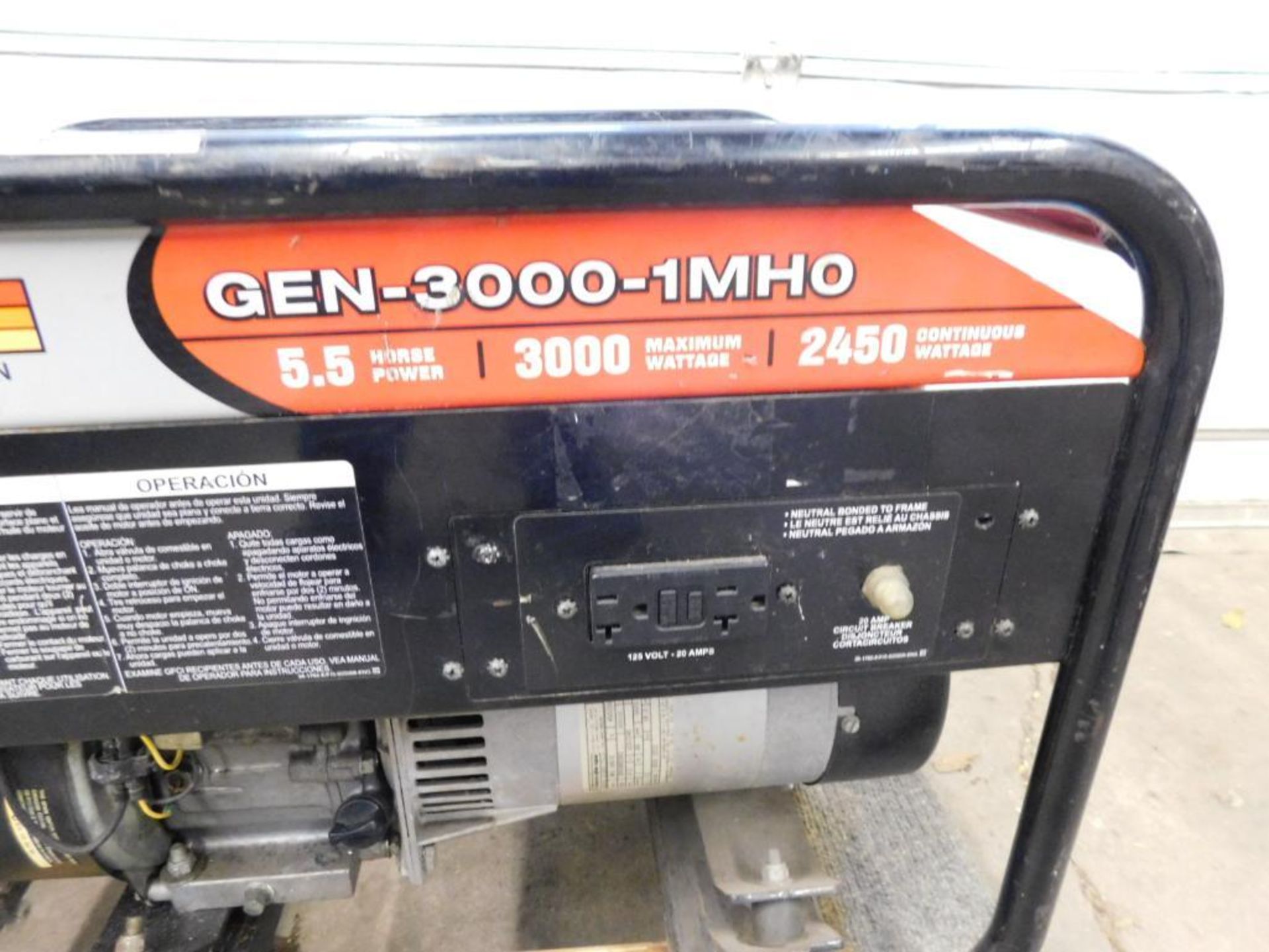 Mi-T-M Gen-3000-1MHO 3000 Watt Gas Generator w/Honda GX160 5.5 Motor, S/N 40029972, 01-18 amp. (#29) - Image 2 of 8