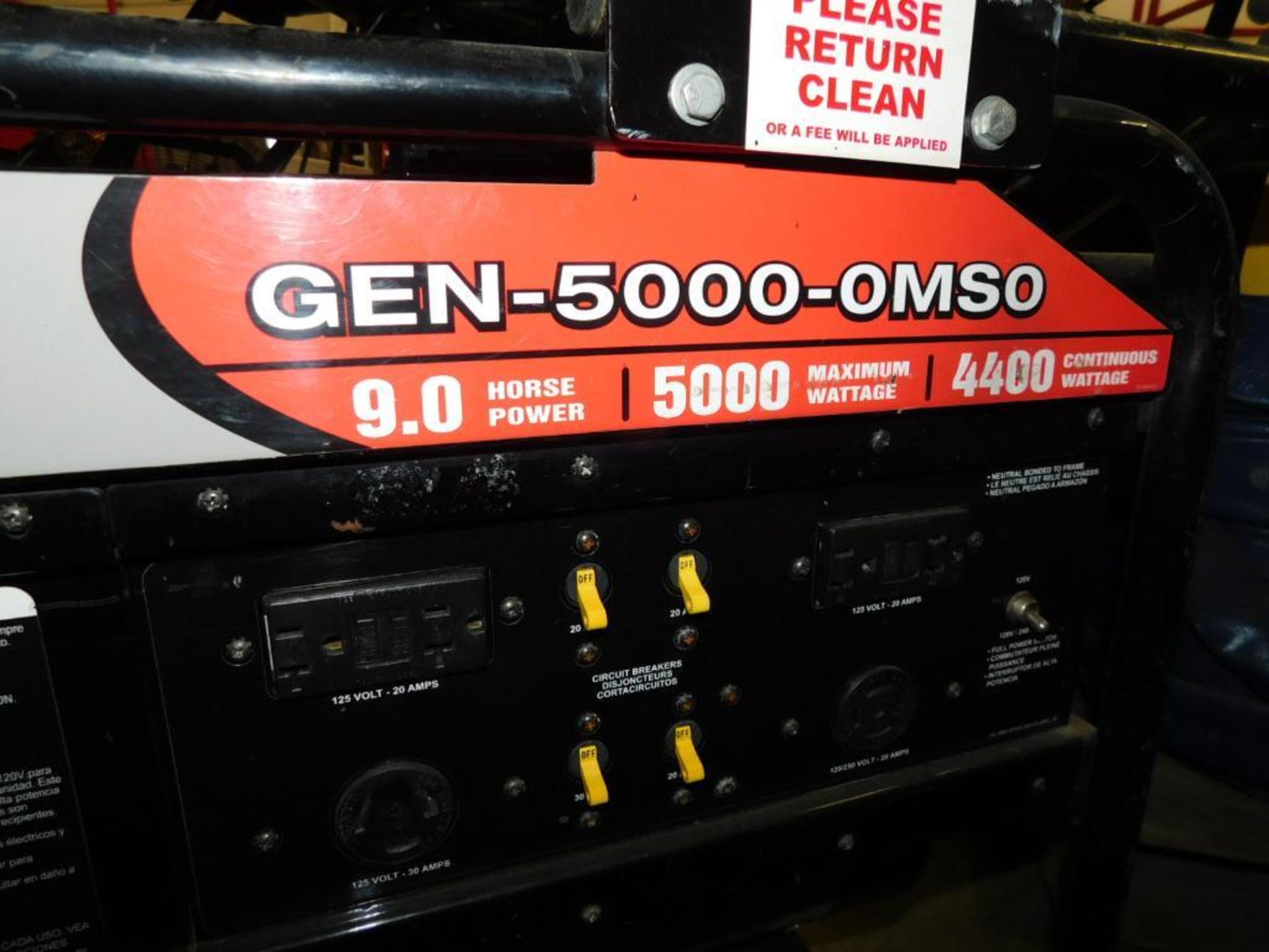 Mi-T-M Gen-5000-OMSO 5000 Watt Gas Generator w/Subaru Motor, S/N 40023095, 9.0 HP (#14) (LOCATION: - Image 2 of 9