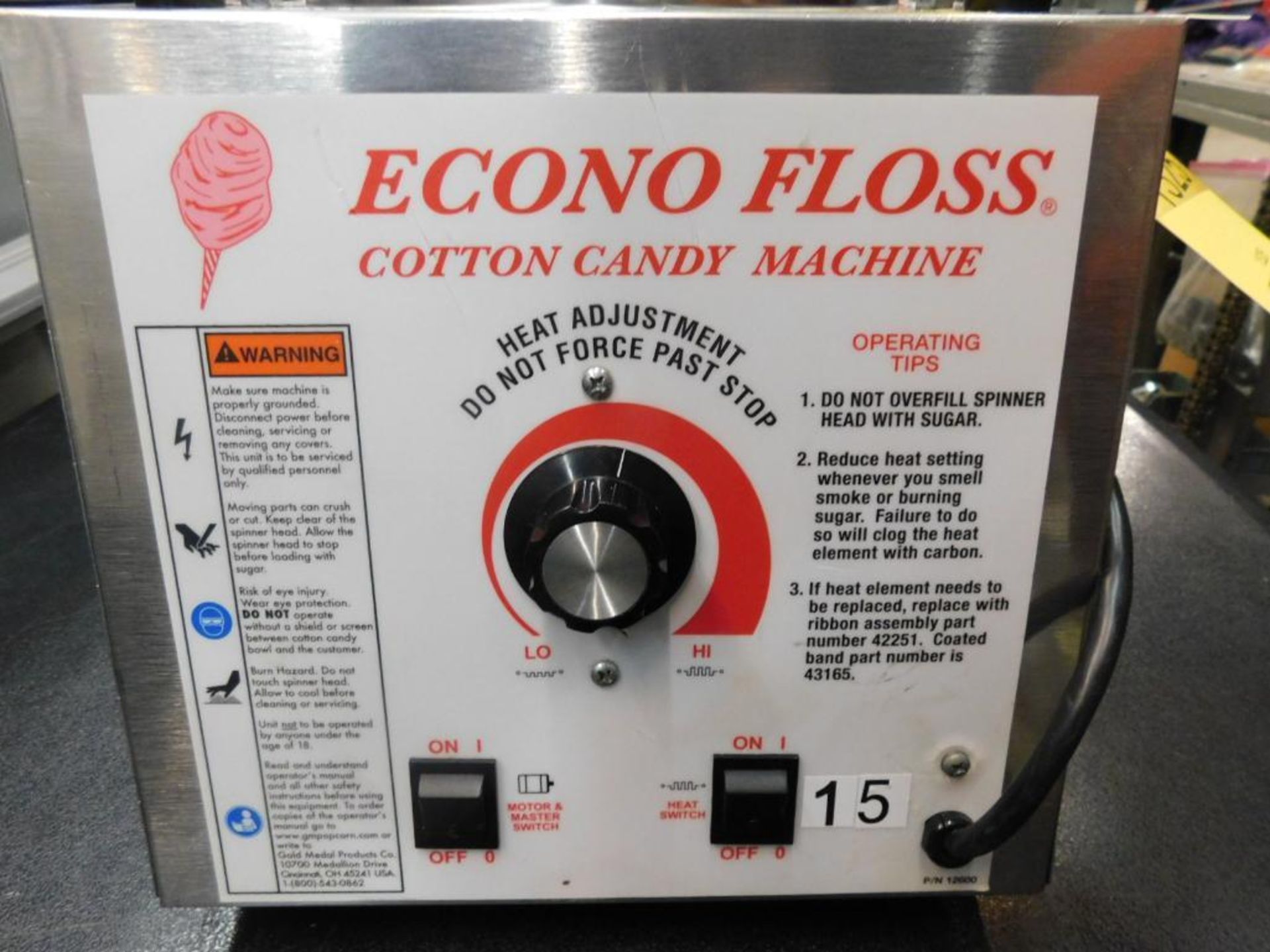 Gold Metal Econo Floss Cotton Candy Machine, Model 3017SS (LOCATION: 1766 Waukegan Rd., Glenview, IL - Image 6 of 7