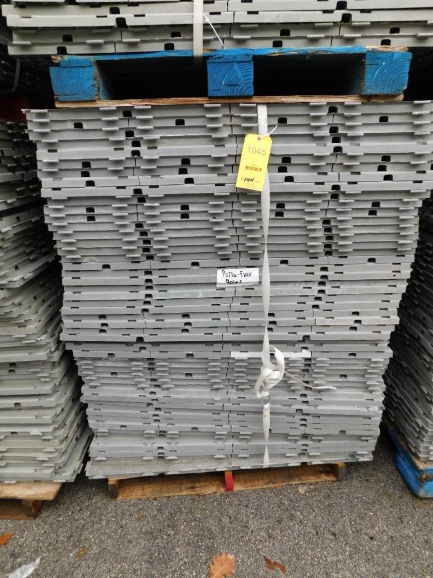 LOT: (50) 4' x 4' Event Deck Portable Flooring w/Drain Holes, Dark Gray, B Grade (LOCATION: 5115