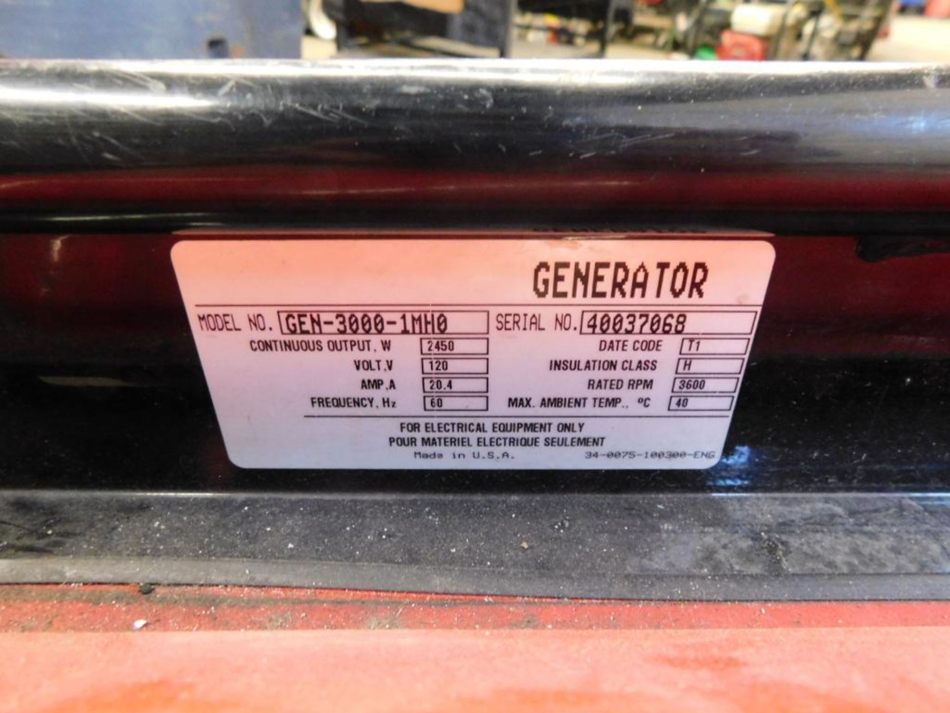 Mi-T-M Gen-3000-1MHO 3000 Watt Gas Generator w/Honda GX160 5.5 Motor, S/N 40037068, 01-18 amp. (#31) - Image 8 of 8